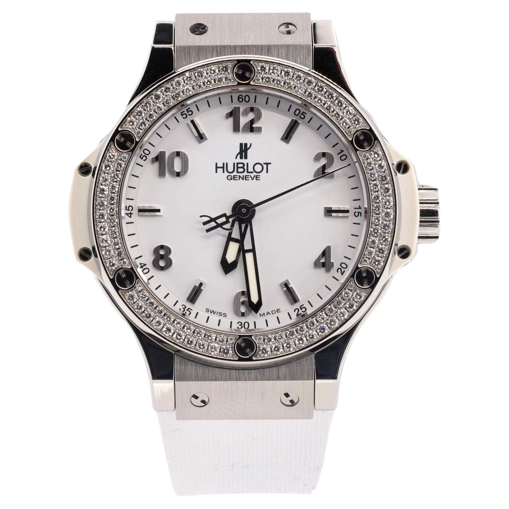 18 Karat Gold Hublot MDM Quartz Watch with Diamonds For Sale at 1stDibs