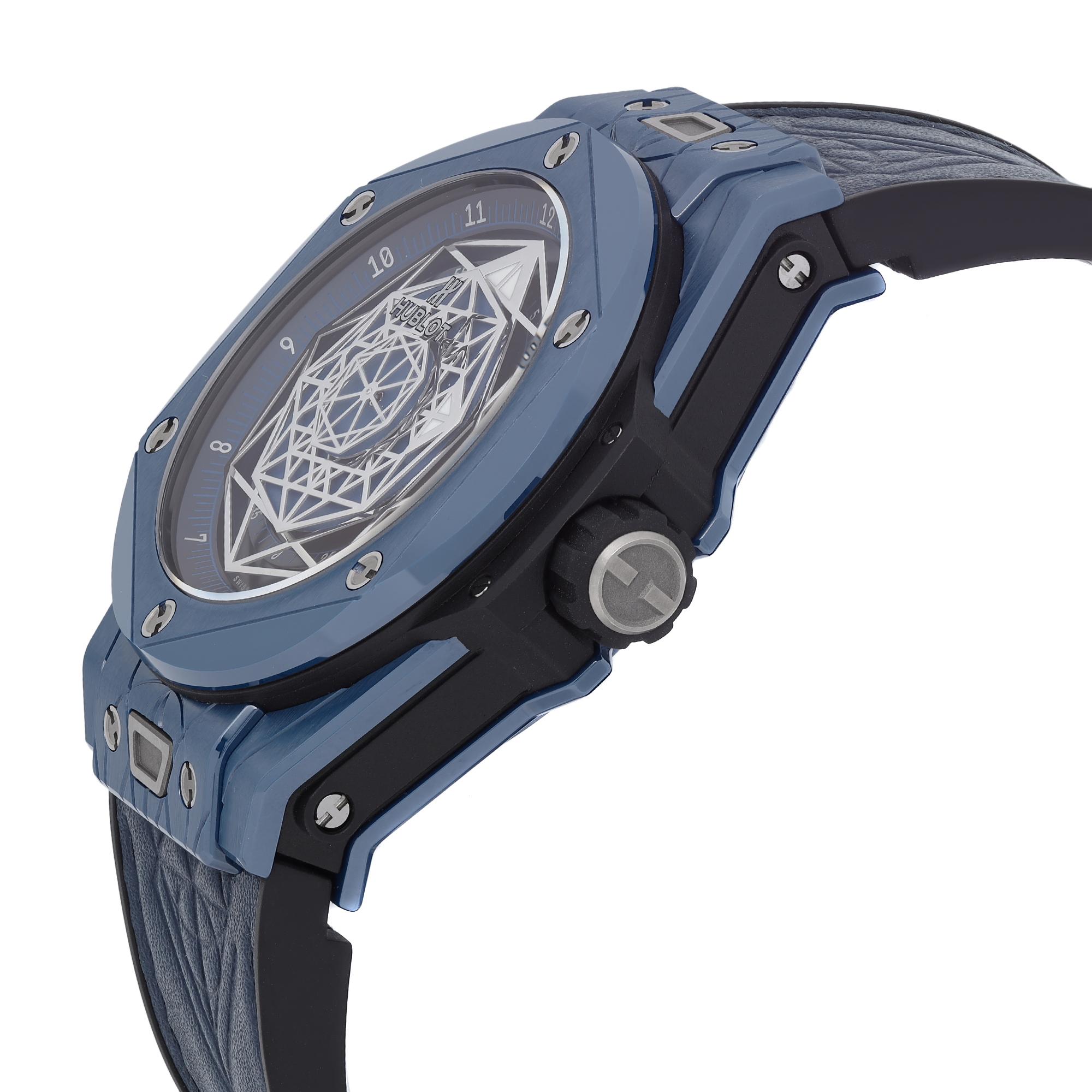 Hublot Big Bang Sang Bleu II Ceramic Blue Dial Watch 415.EX.7179.VR.MXM19 In Excellent Condition For Sale In New York, NY