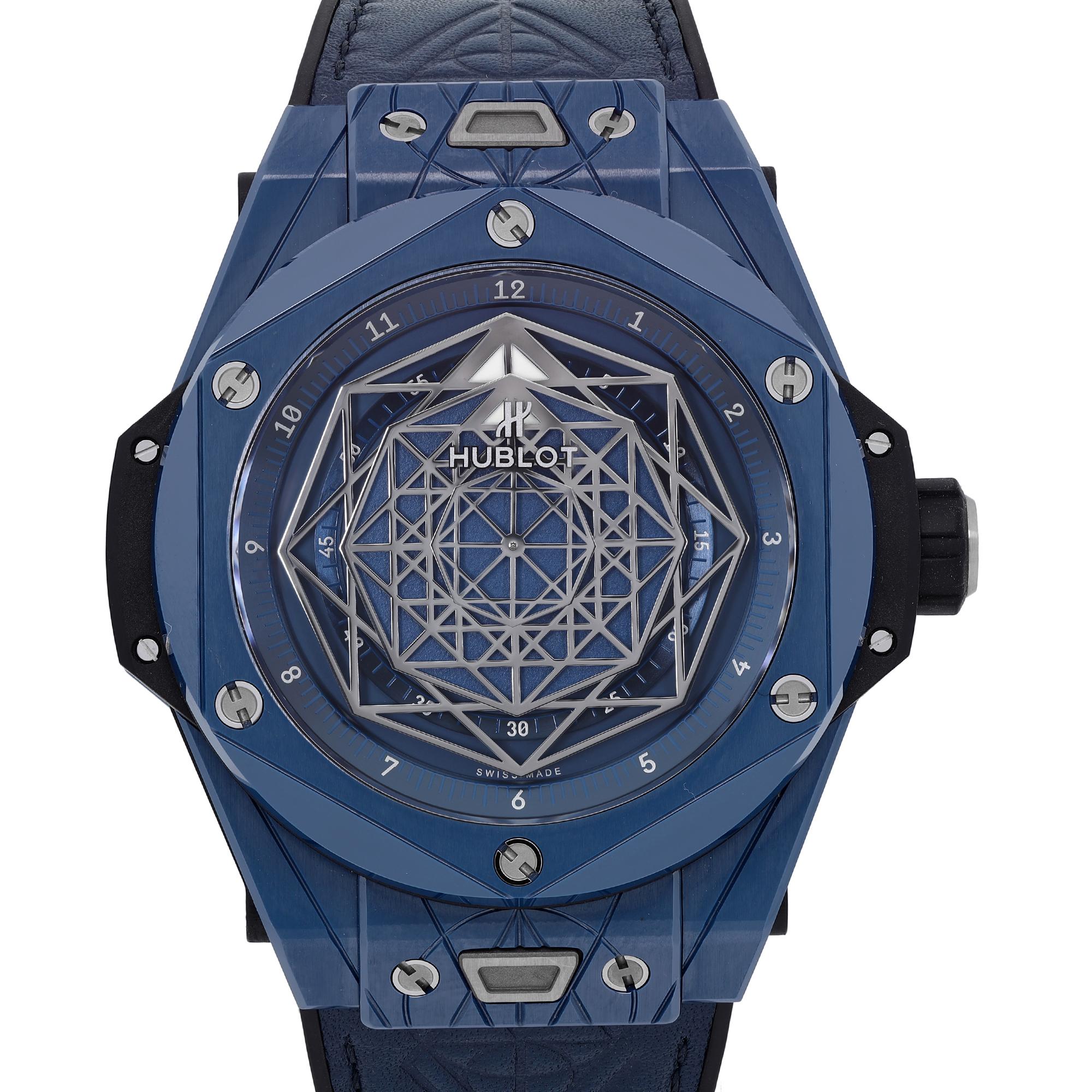 Men's Hublot Big Bang Sang Bleu II Ceramic Blue Dial Watch 415.EX.7179.VR.MXM19 For Sale