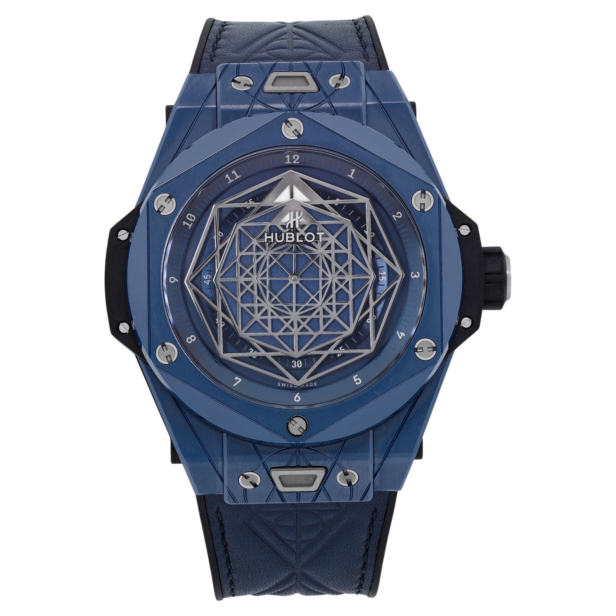 Hublot Big Bang Sang Bleu II Ceramic Blue Dial Watch 415.EX.7179.VR.MXM19 For Sale