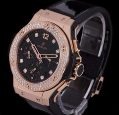 Hublot Big Bang Shiny Rose Gold Black Dial Diamond Set Watch
