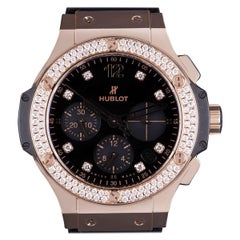 Hublot Big Bang Shiny Rose Gold Black Dial Diamond Set Watch