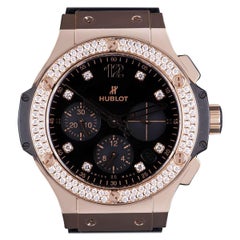 Hublot Big Bang Montre or rose brillant cadran noir serti de diamants