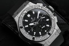Hublot Big Bang Stainless Steel Two Row Diamond Bezel Men's Watch 301.SM.1770.GR