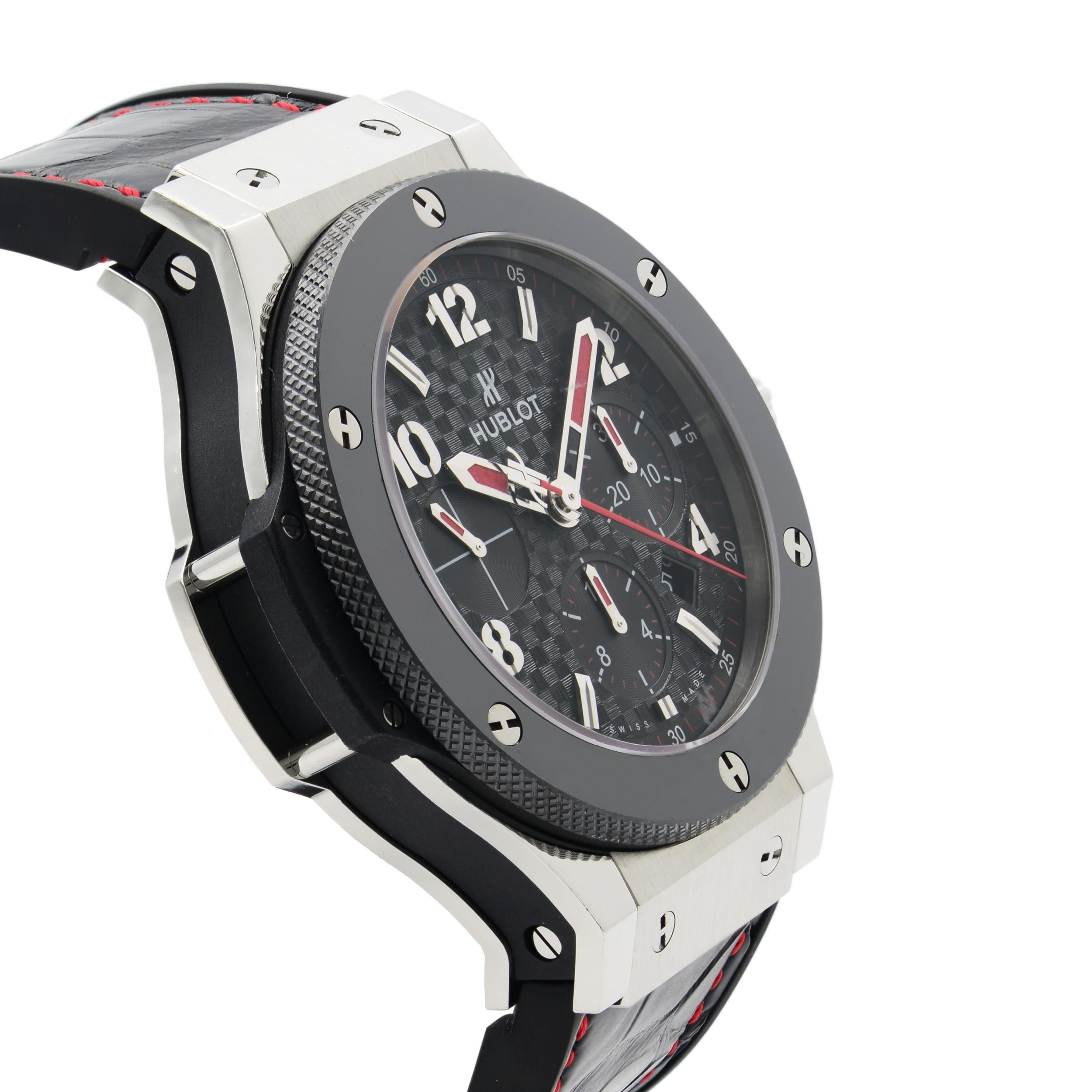 Hublot Big Bang Stahl-Keramik schwarzes Zifferblatt Herrenuhr 301.SB.131.LR.TRS15 im Zustand „Hervorragend“ in New York, NY