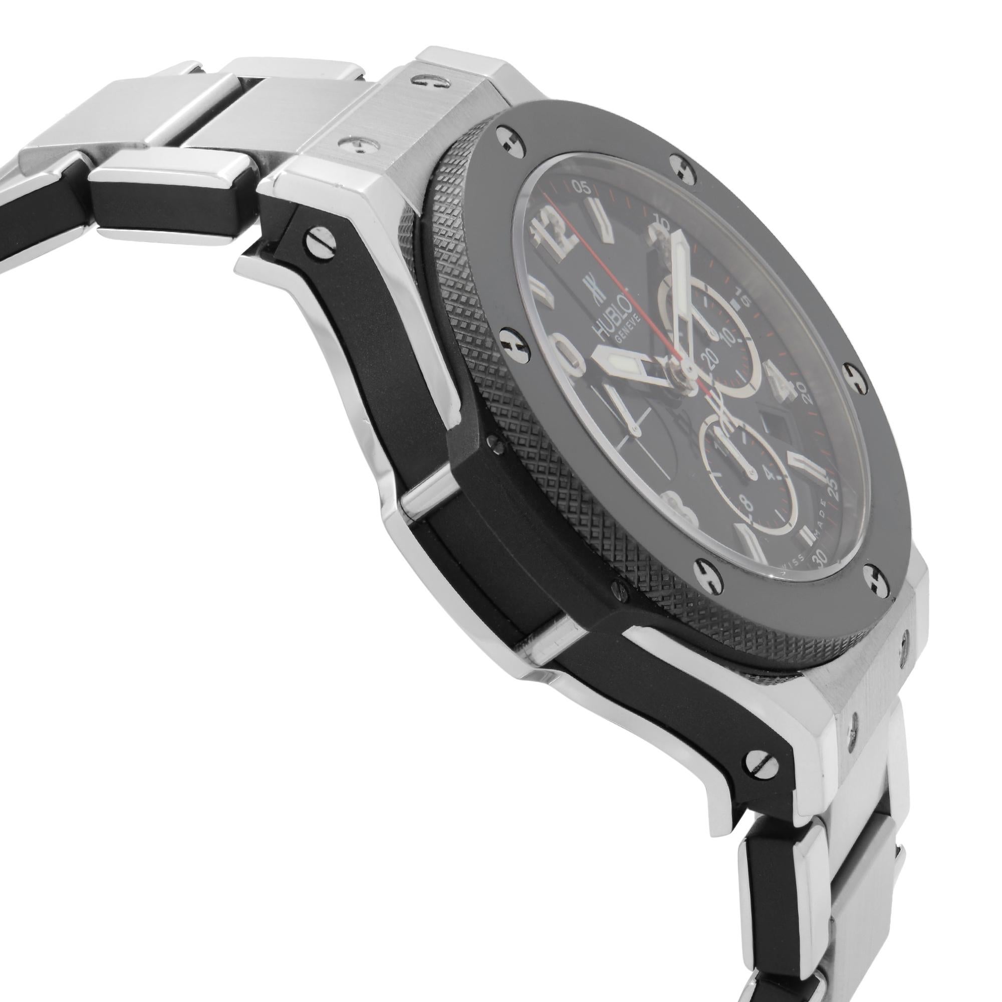 Hublot Montre automatique Big Bang en acier avec cadran noir et chronographe pour hommes 301.SX.130.SX Pour hommes en vente