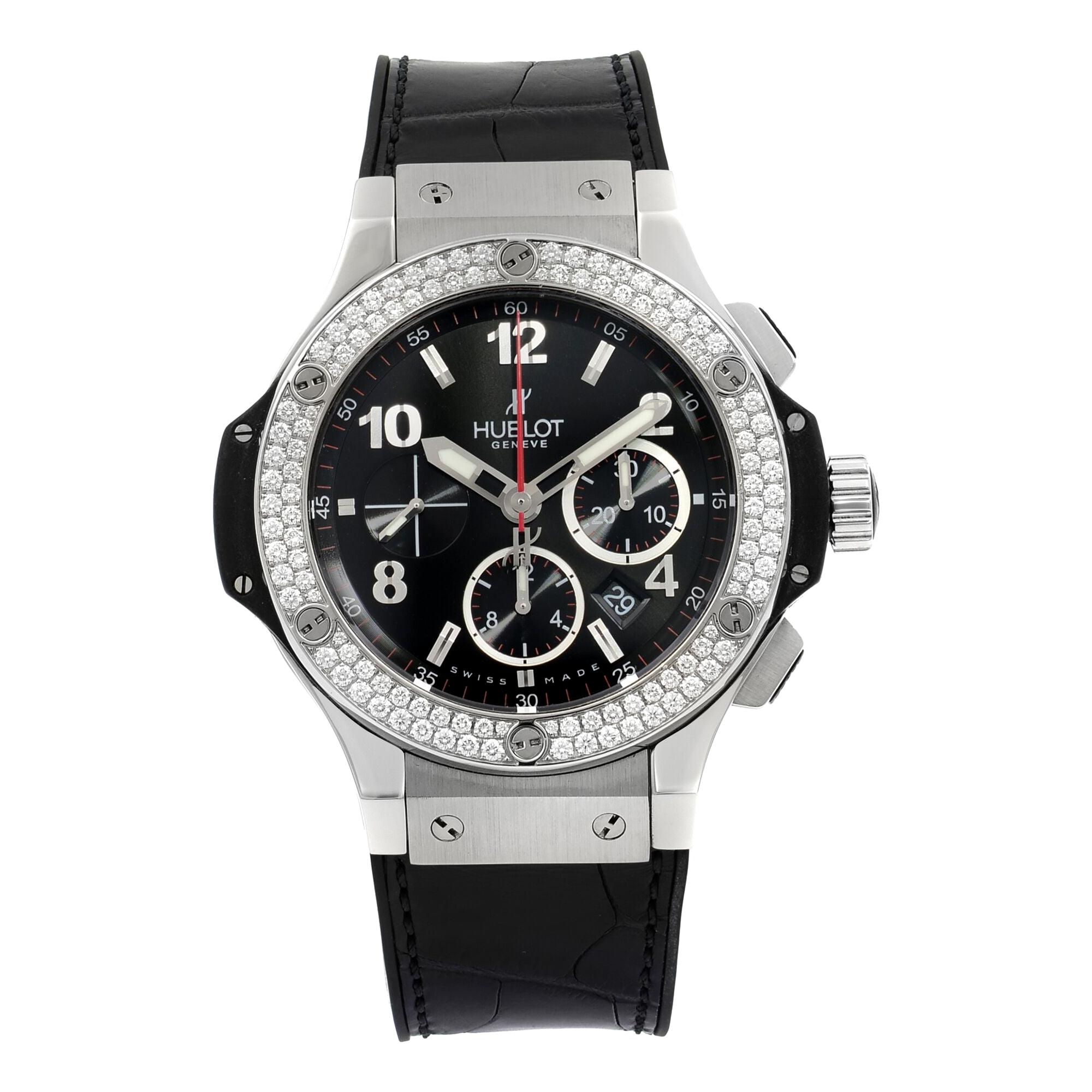 Hublot Big Bang Steel Diamond Bezel Black Dial Men's Watches 301.SX.130.RX.114