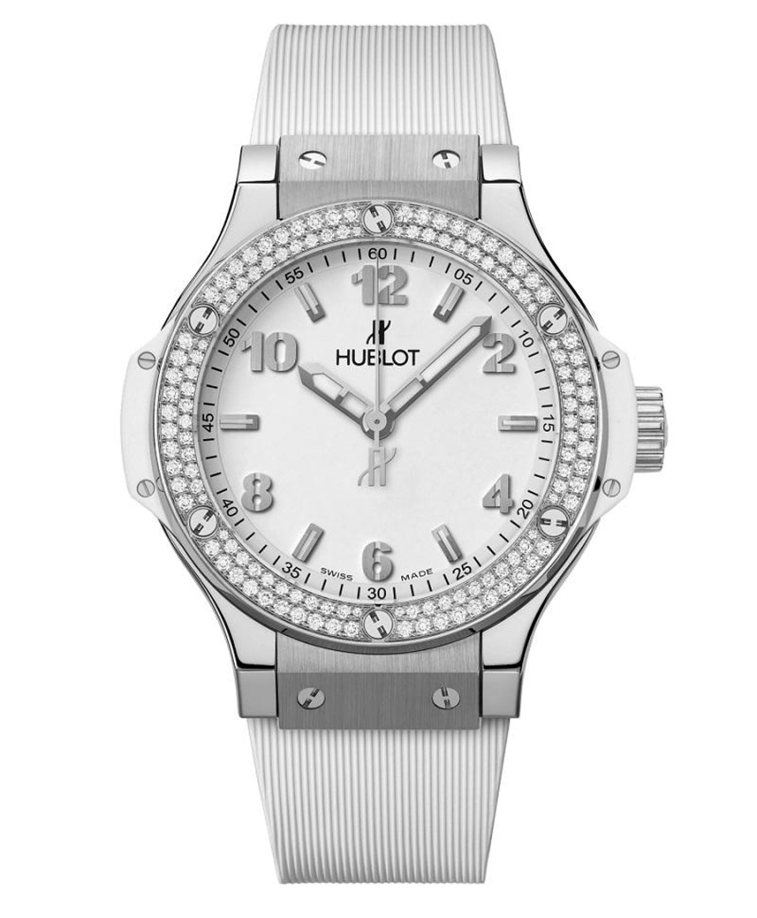 Hublot Big Bang Uhr aus Stahl mit weißen Diamanten 361.SE.2010.RW.1104 im  Angebot bei 1stDibs
