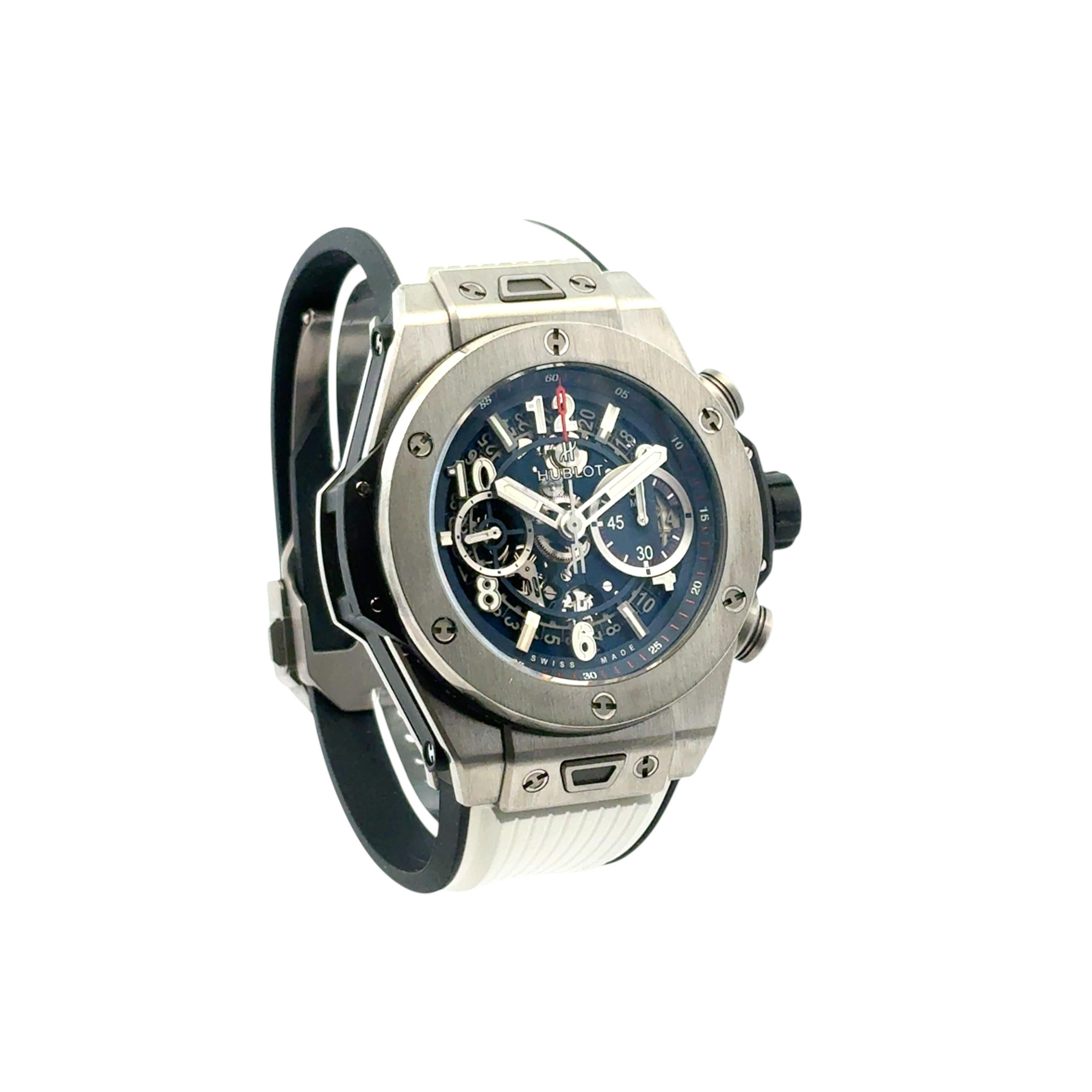 Hublot Big Bang Unico 421.NX.5170.RX Titan Blau Zifferblatt 44mm Uhr im Zustand „Hervorragend“ im Angebot in Boca Raton, FL