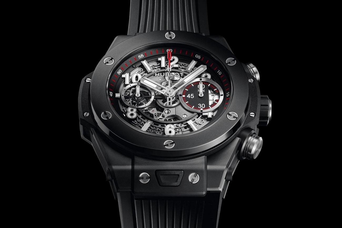 Diameter
45 mm
case
Microblasted Black Ceramic
bezel
Microblasted Black Ceramic with 6 H-shaped Titanium Screws
water resistance
100m or 10 ATM
crystal
Sapphire with Anti-reflective Treatment
dial
Matte Black Skeleton Dial
movement
HUB1242 UNICO