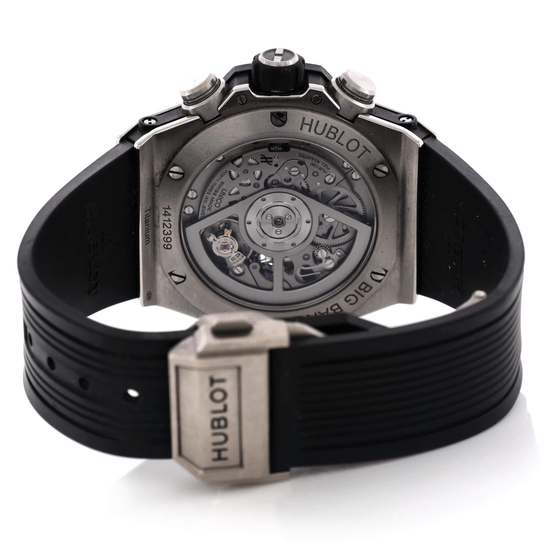 Hublot Big Bang Unico Chronograph Automatic Watch Titanium and Rubber In Good Condition For Sale In New York, NY