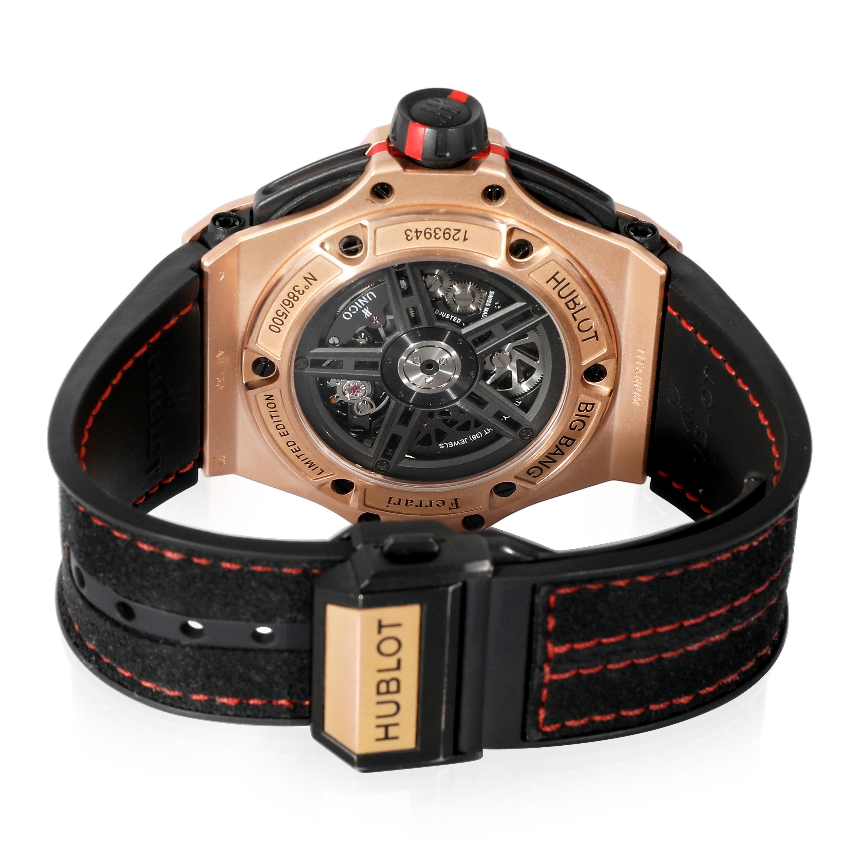 Reloj de caballero Hublot Big Bang Unico Ferrari 402.OX.0138.WR de titanio de 18 quilates/Rosa G

SKU: 132555

DETALLES PRINCIPALES
Marca: Hublot
Model No: Big Bang Unico Ferrari
País de origen: Suiza
Tipo de movimiento: Mecánico: