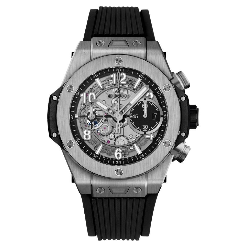 Hublot Big Bang Unico Titanium 42mm Black Rubber Strap Watch 441.NX.1171.RX For Sale