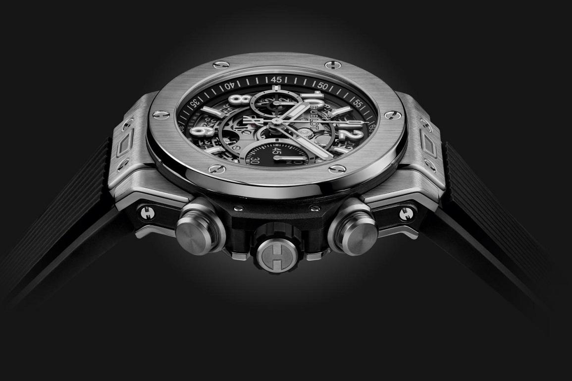 Hublot Big Bang Unico Titan 44mm Schwarze Uhr mit Gummiriemen 421.NX.1170.RX im Zustand „Neu“ im Angebot in Wilmington, DE