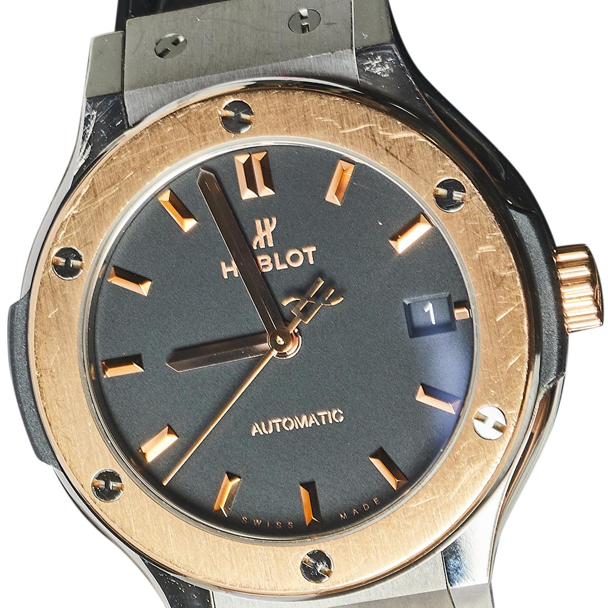 Hublot Black 18K Rose Gold And Titanium Classic Fusion Unisex Wristwatch 38.5 mm In Good Condition In Dubai, Al Qouz 2