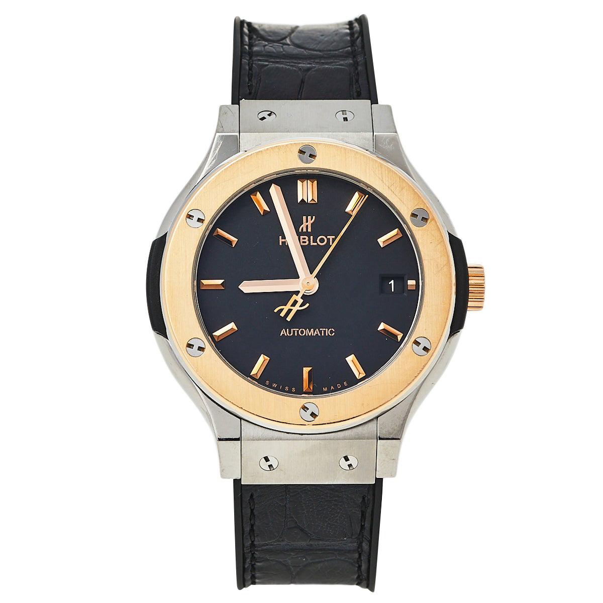 Hublot Black 18K Rose Gold And Titanium Classic Fusion Unisex Wristwatch 38.5 mm