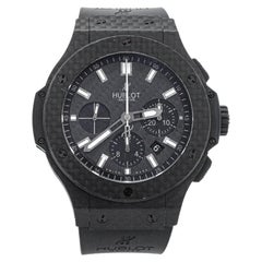 Used Hublot Black Carbon Fibre & Rubber Big Bang Chronograph Men's Wristwatch 44 MM