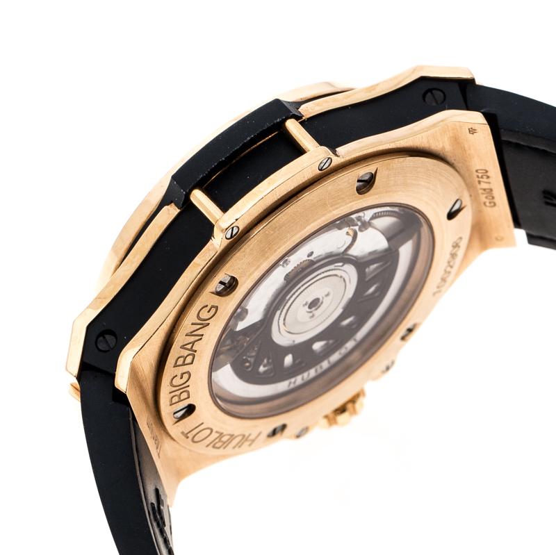 Contemporary Hublot Black Diamond 18k Rose Gold Big Bang Women's Wristwatch 44MM