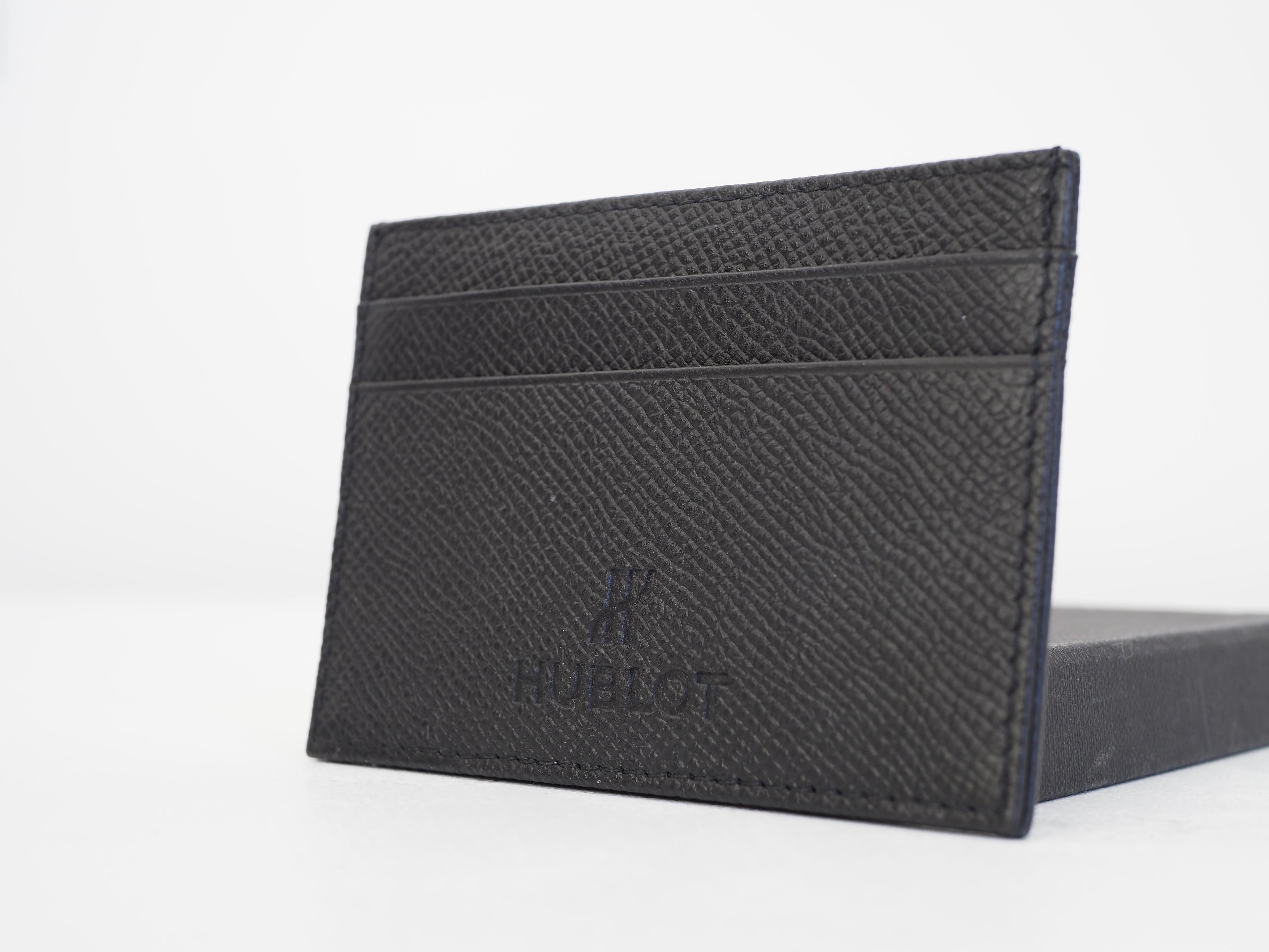 Hublot black leather cardholder still with box In Excellent Condition For Sale In Capri, IT