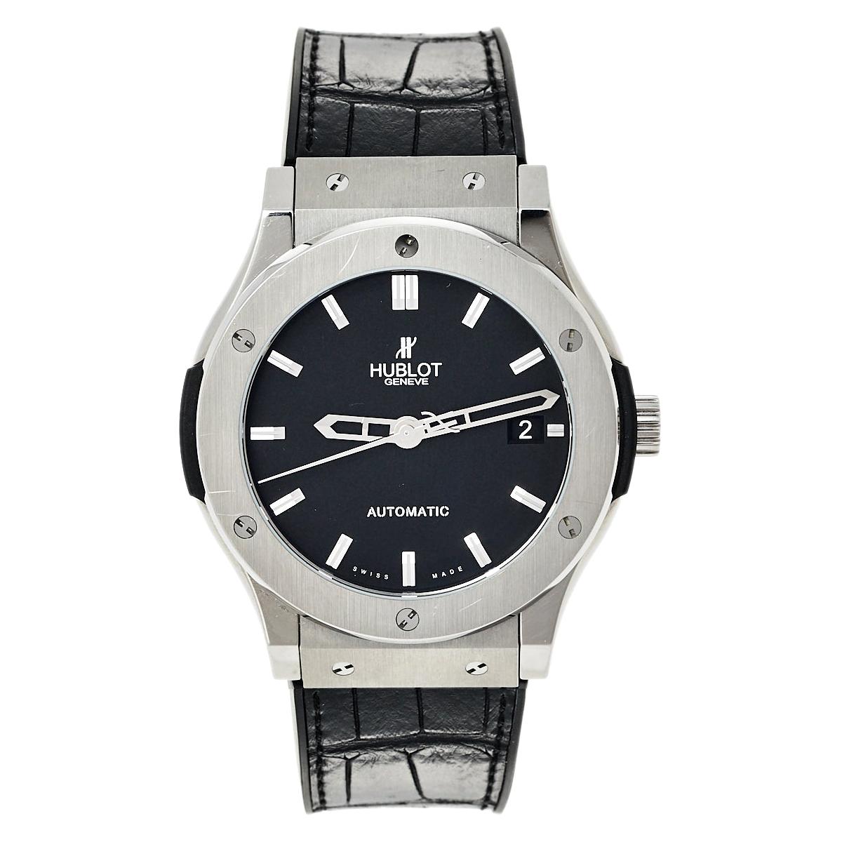 Hublot Black Titanium Classic Fusion 511.NX.1170.LR Men's Wristwatch 45 mm