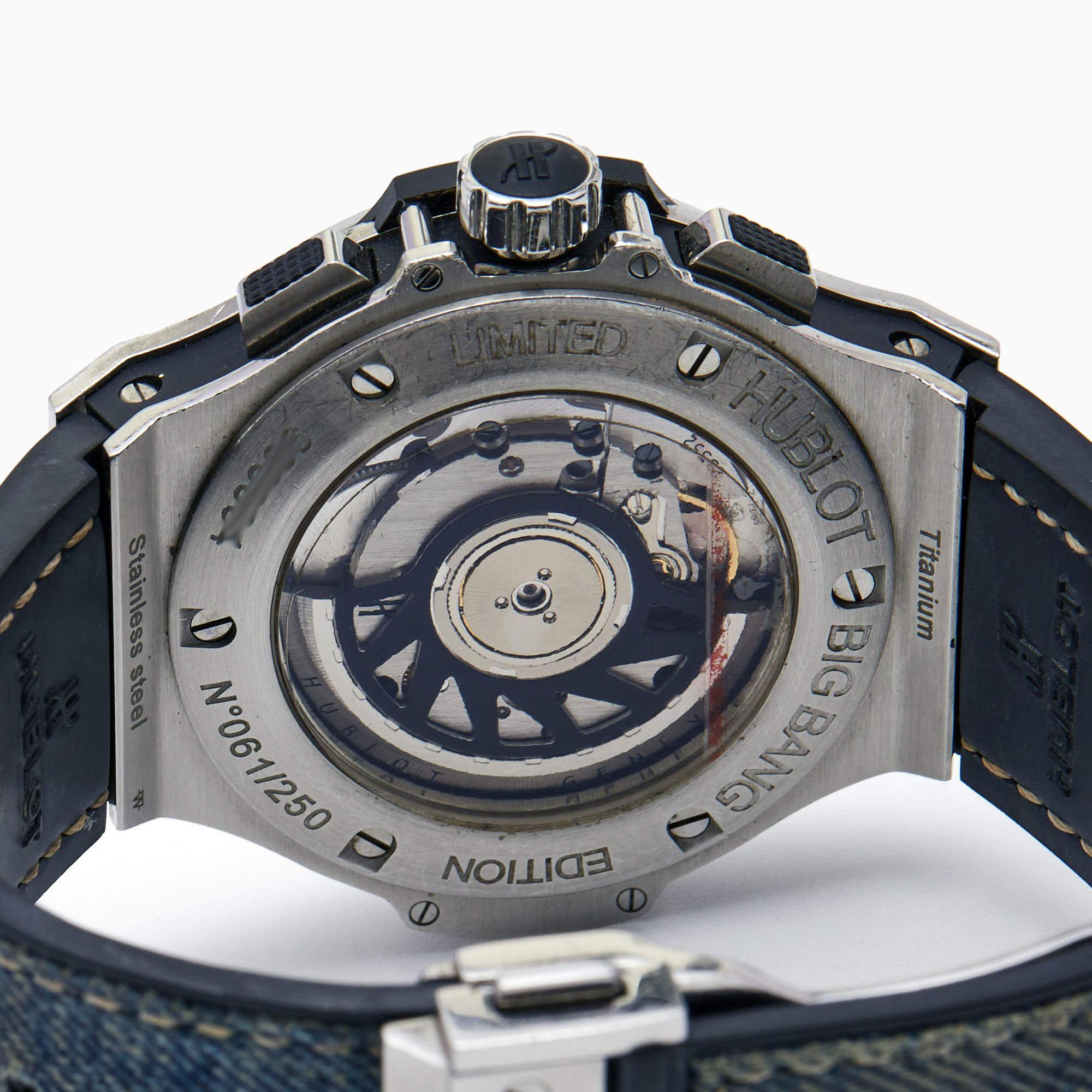 Hublot BlueDiamond 341.SX.2710.NR.1104.JEANS Men's Wristwatch 41 mm In Good Condition For Sale In Dubai, Al Qouz 2