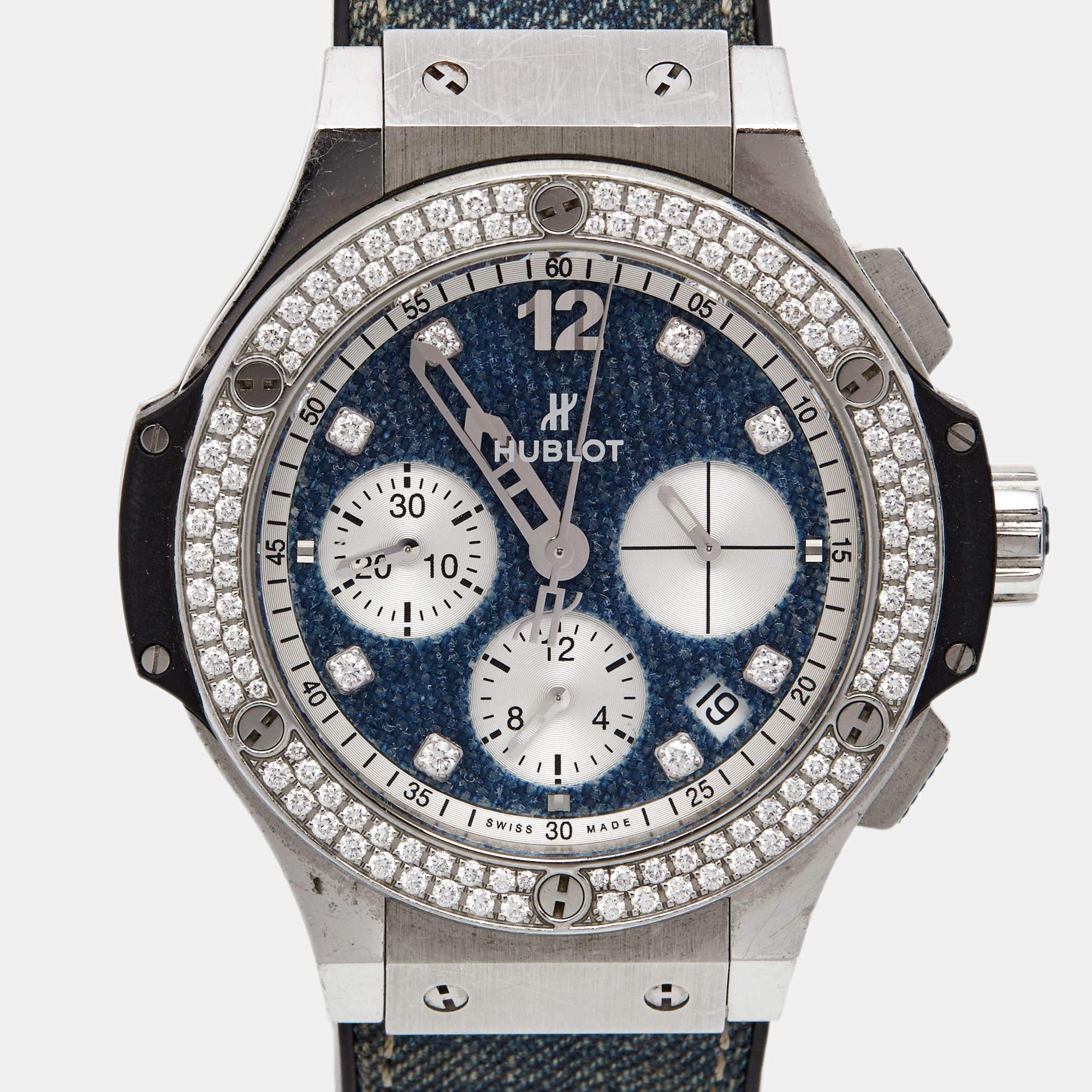 Hublot Blauer Diamant 341.SX.2710.NR.1104.JEANS Herrenarmbanduhr 41 mm im Angebot 5