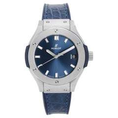 Hublot Classic Fusion Titanium Blue Sticks Dial Quartz Watch 581.NX.7170.LR