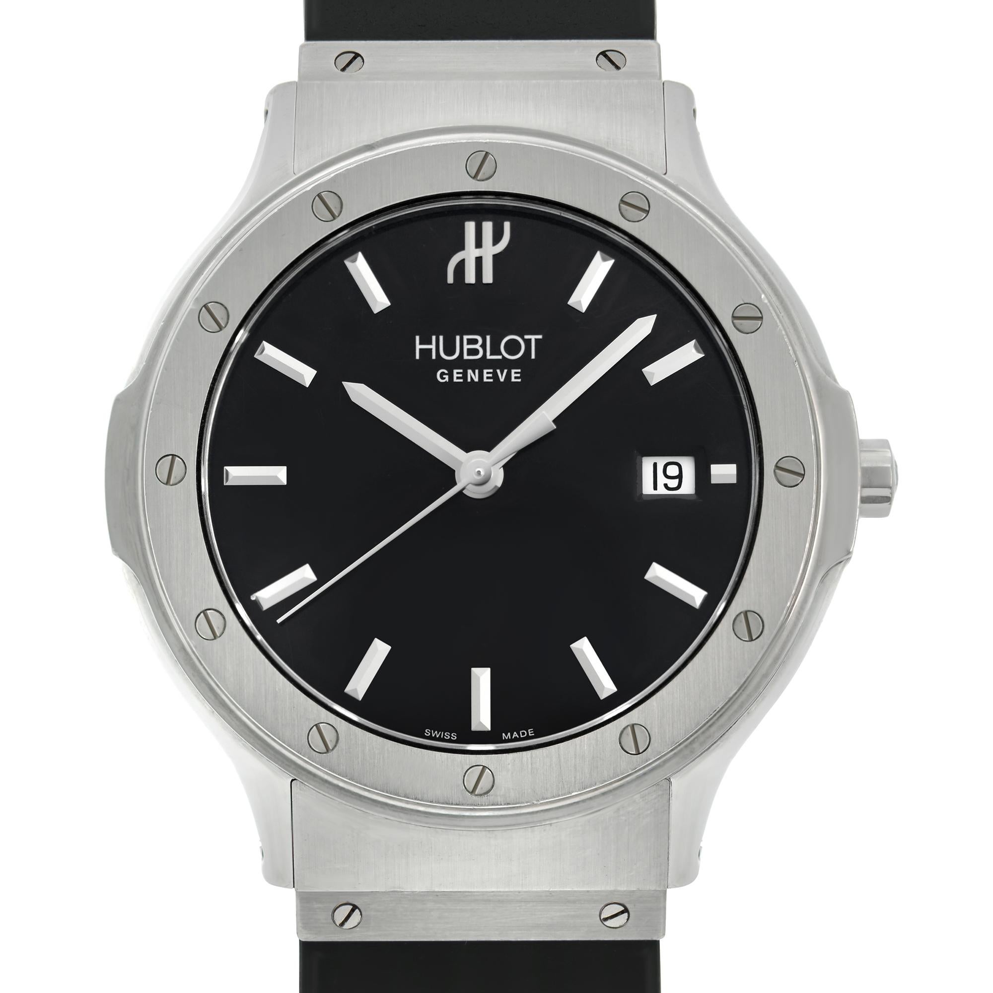 Pre-owned Hublot Classic Fusion 36mm Stainless Steel Black Dial Quartz Men's Watch. No Original Box and Papers are Included. Comes with Chronostore Presentation Box and Authenticity Card. Covered by 1-year Chronostore Warranty.
Details:
Brand