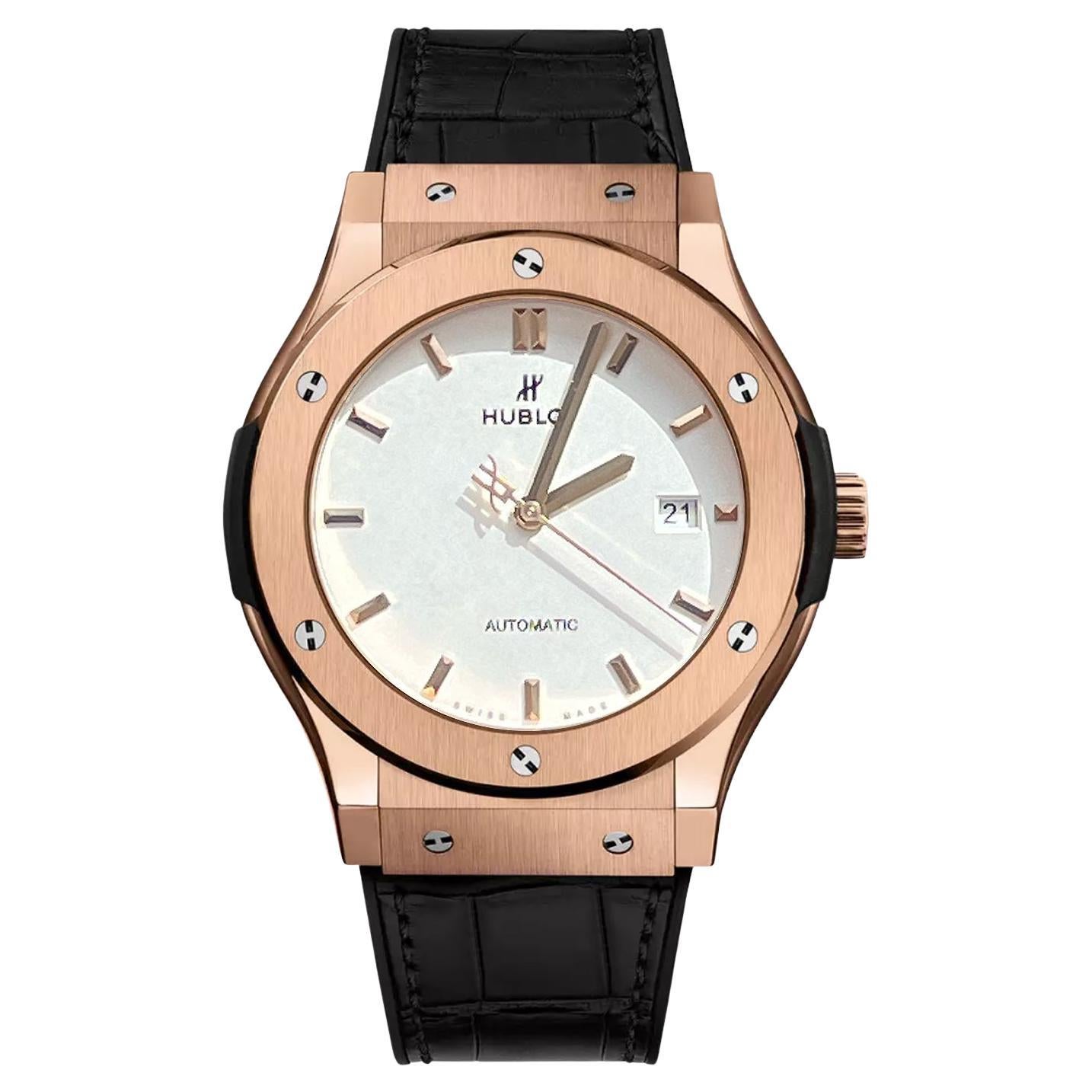 Hublot Classic Fusion 42mm King Gold Opalin Rose Gold Silver Dial 542.OX.2610.LR