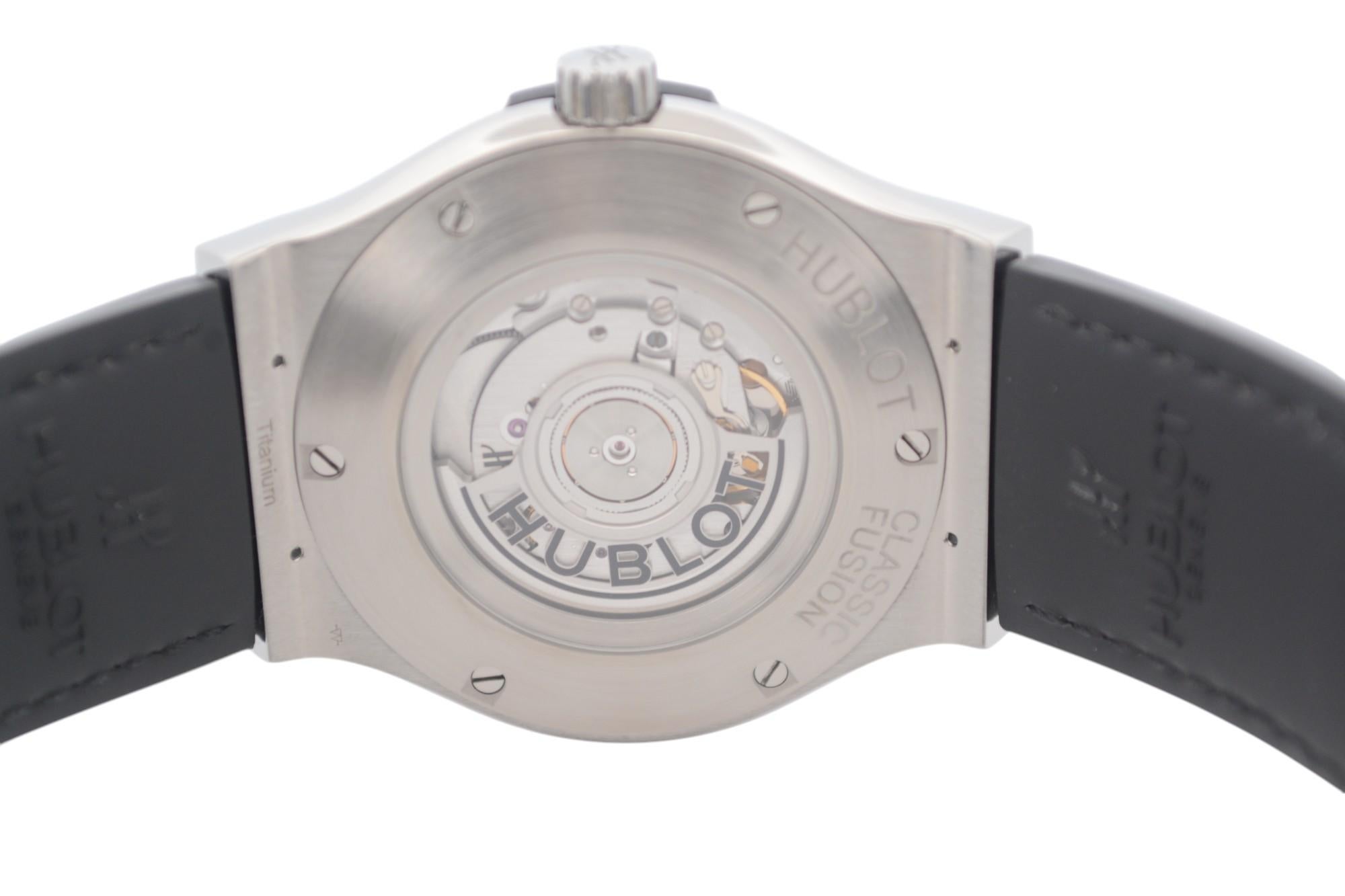 Hublot Classic Fusion 45 Titanio Quadrante Nero Automatico Ref: 511.NX.1171.LR in vendita 7