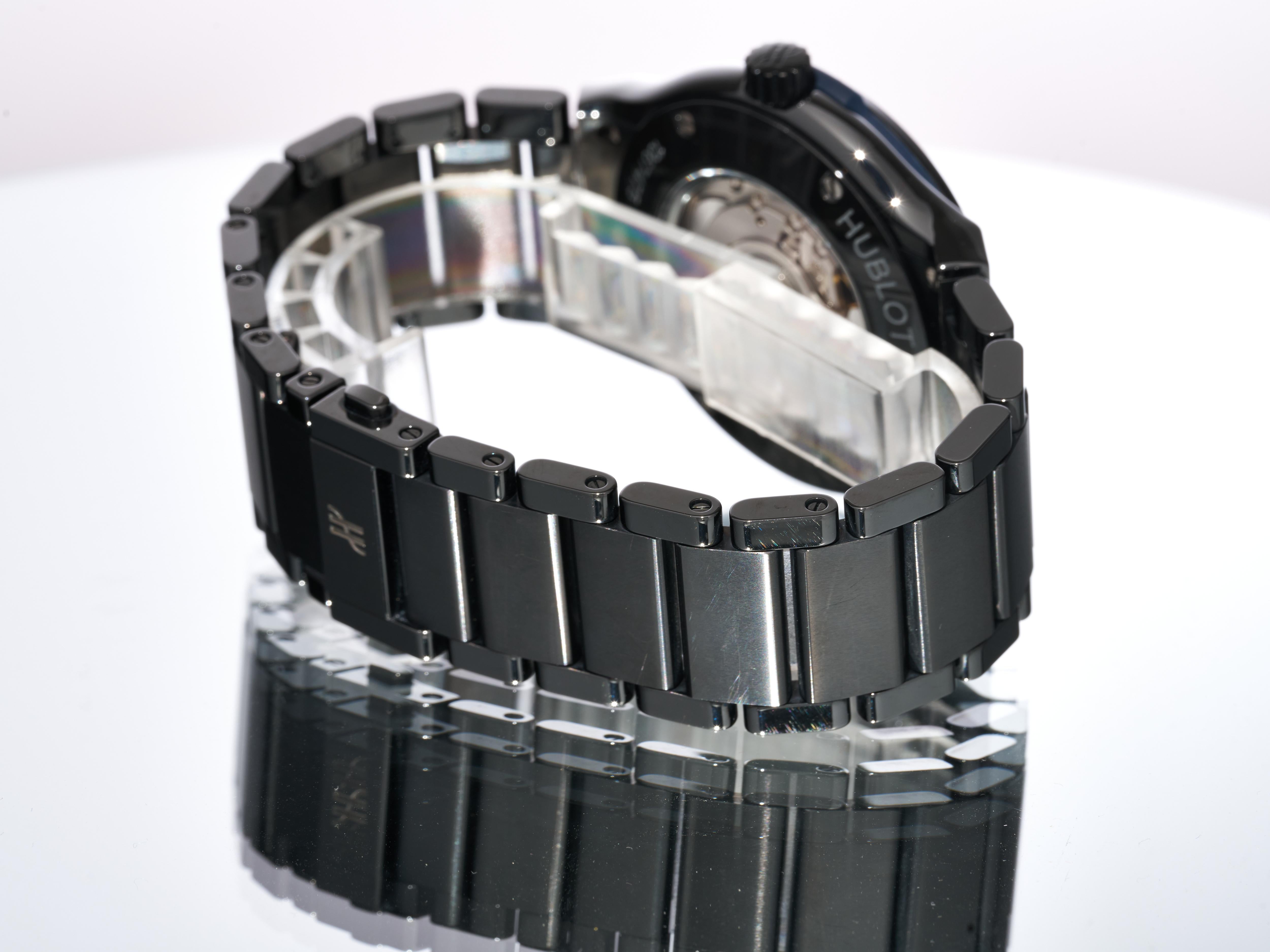Hublot Classic Fusion 45mm Sunburst Cadran bleu Titane Céramique 510.CM.7170.CM en vente 6