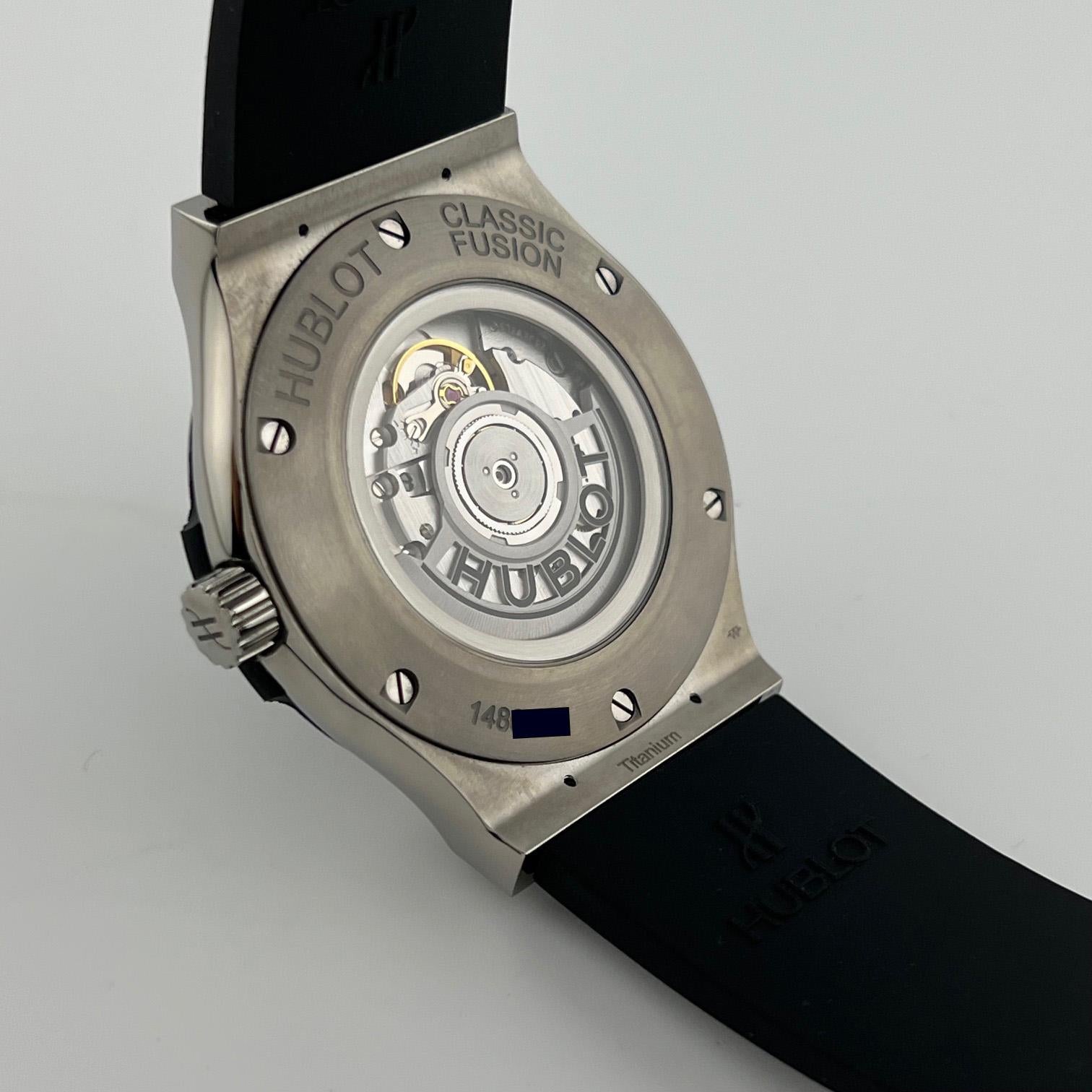 Hublot Classic Fusion 511.NX.1171.RX 45mm Quadrante Nero Titanio Scatola Documenti in vendita 3