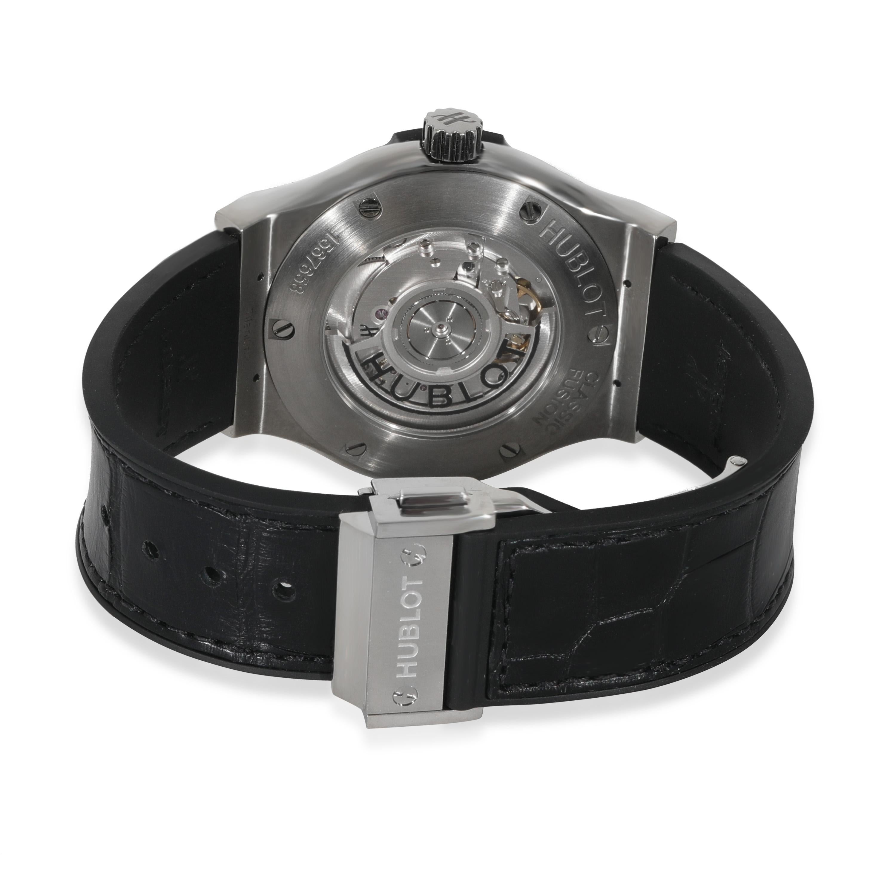 Hublot Classic Fusion 542.NX.1171.LR.1704 Unisex Watch in  Titanium

SKU: 128674

PRIMARY DETAILS
Brand: Hublot
Model: Classic Fusion
Country of Origin: Switzerland
Movement Type: Mechanical: Automatic/Kinetic
Year Manufactured: 2022
Year of