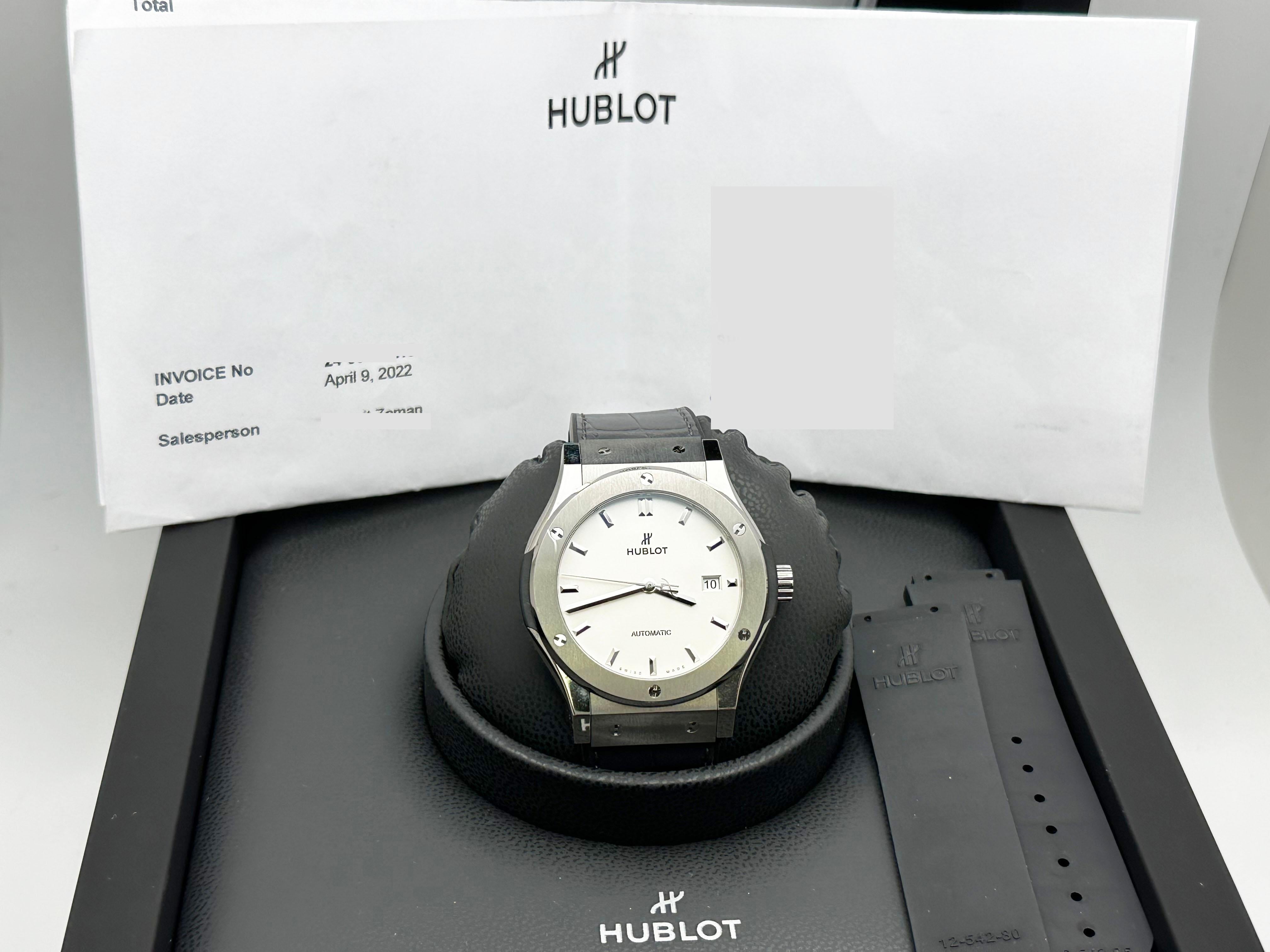 Hublot Classic Fusion 542.NX.2611.LR Opaline Dial Titanium 42mm Box Receipt For Sale 7