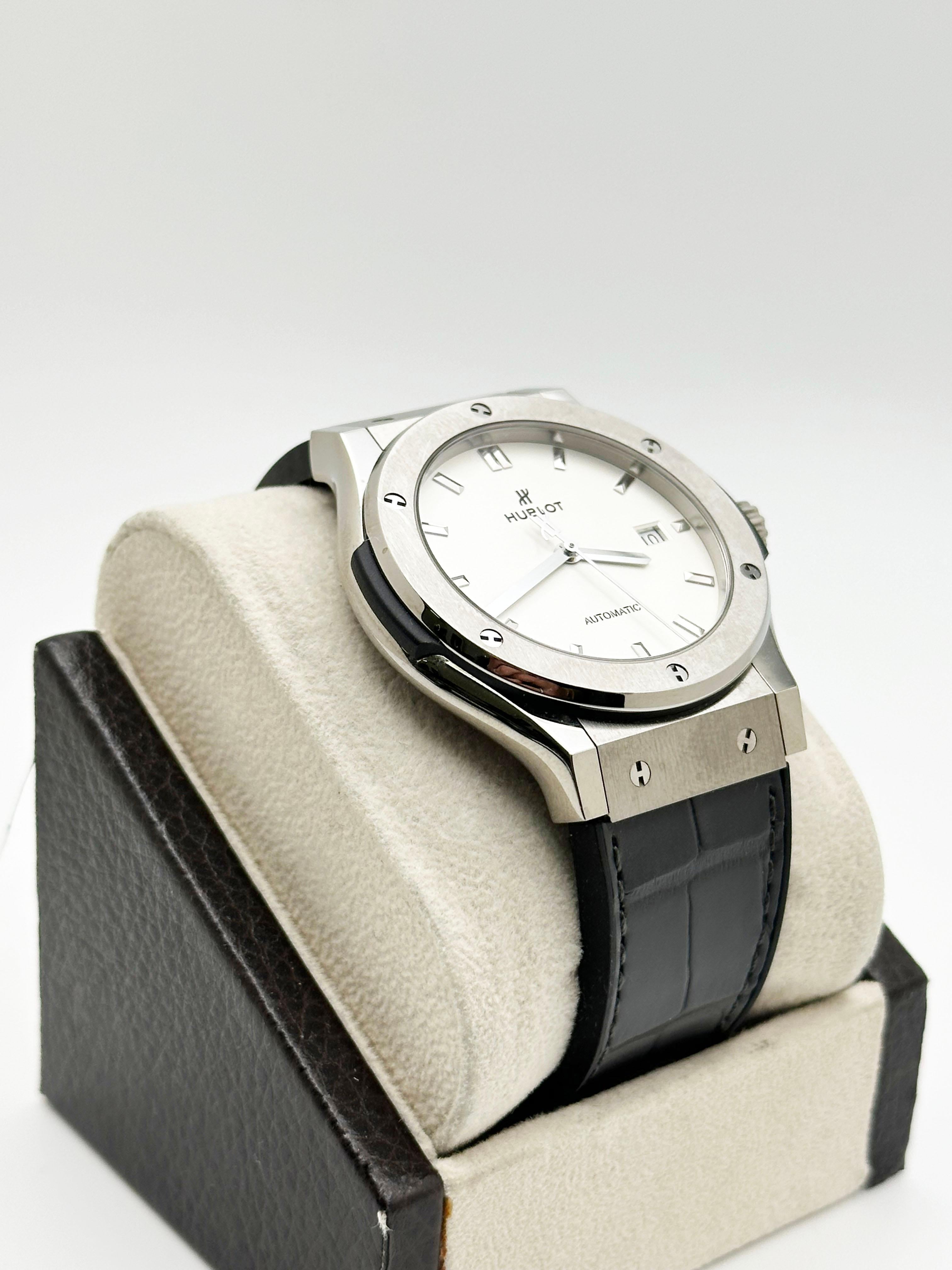 Hublot Classic Fusion 542.NX.2611.LR Opaline Dial Titanium 42mm Box Receipt For Sale 1