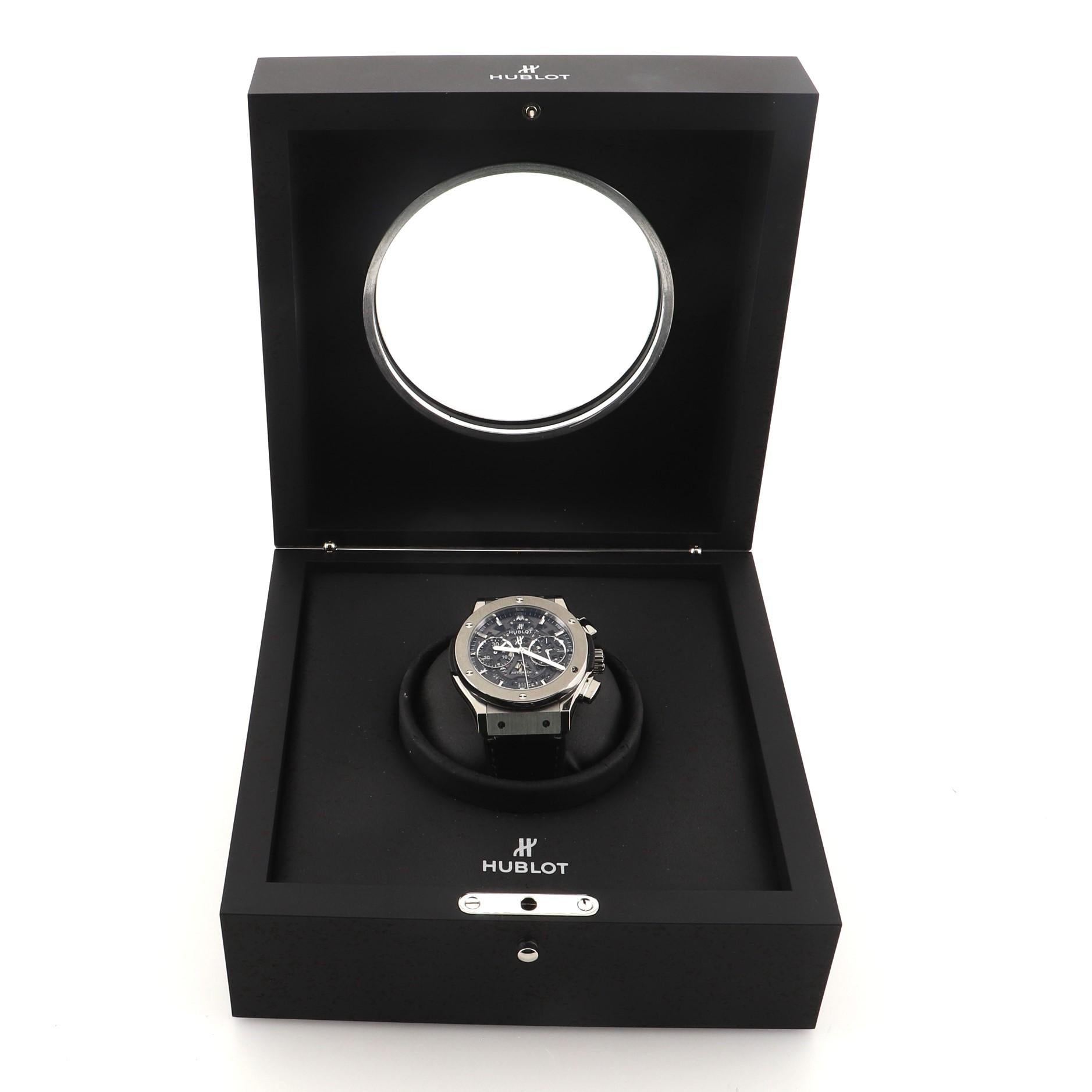 This item can only be shipped within the United States.

Estimated Retail Price: $15,100
Condition: Great. Indentations and wear on strap faint scratches on hardware.
Accessories: Box
Measurements: Case Size/Width: 45mm, Watch Height: 14mm, Band