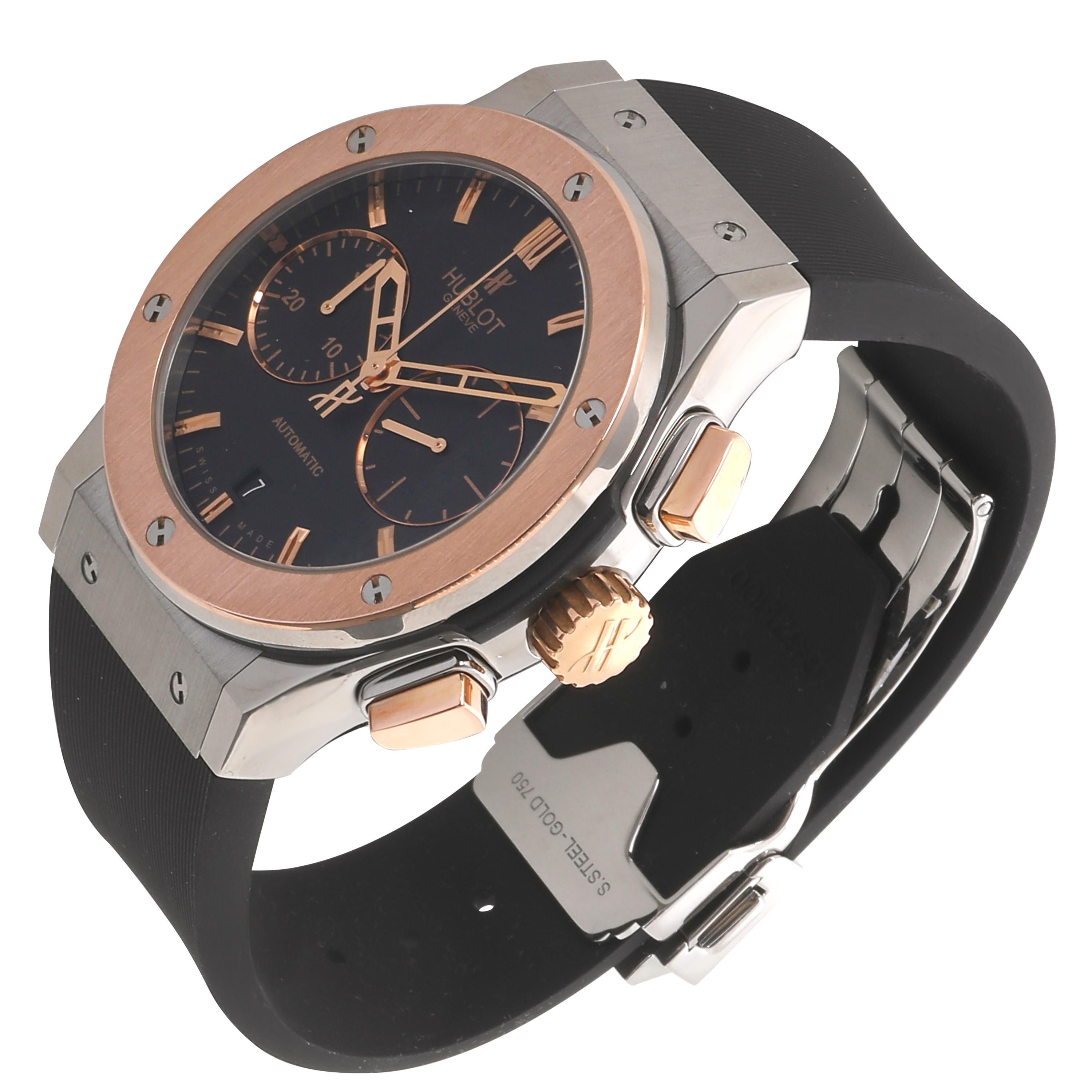 Hublot Classic Fusion Chrono 521.NO.1181.RX Men's Watch in 18kt Titanium/Rose Go In Excellent Condition In New York, NY