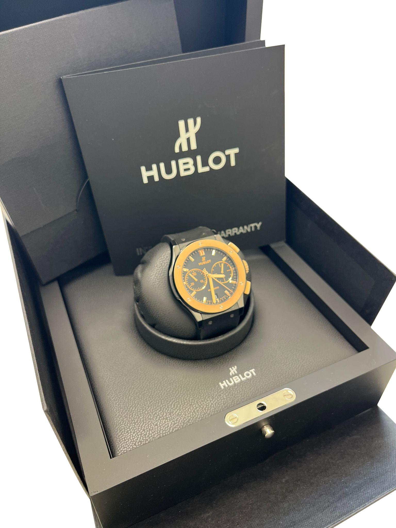 Hublot Classic Fusion Chronograph Ceramic King Gold 45mm Watch 521.CO.1181.RX For Sale 6