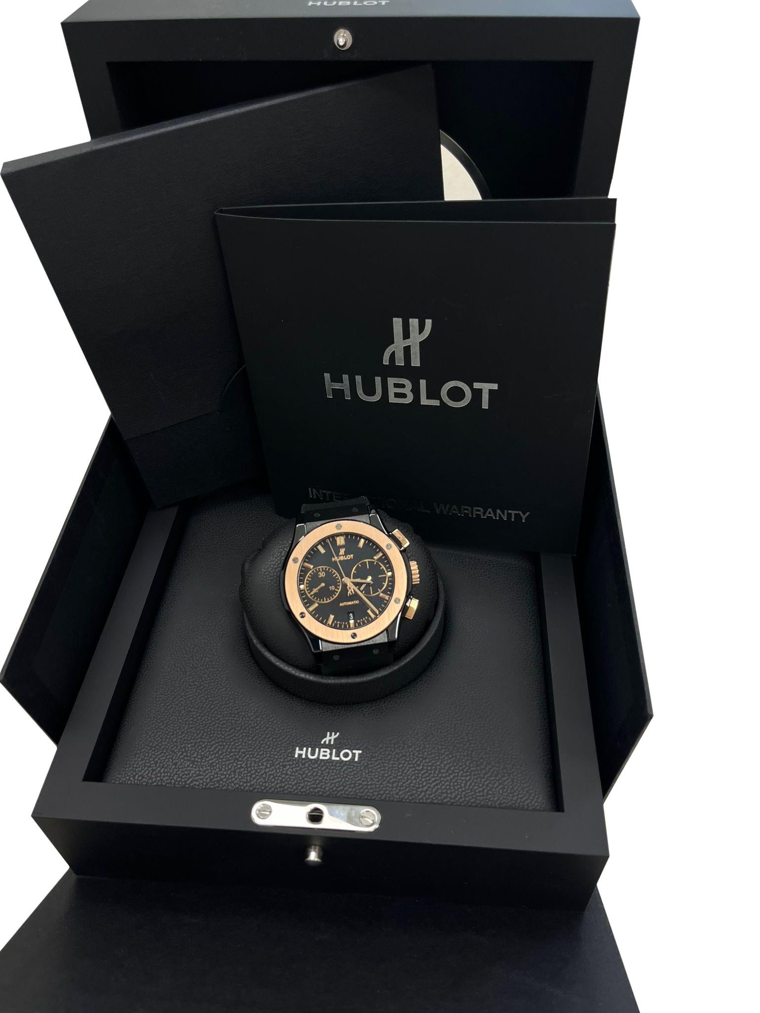 Modernist Hublot Classic Fusion Chronograph Ceramic King Gold 45mm Watch 521.CO.1181.RX For Sale