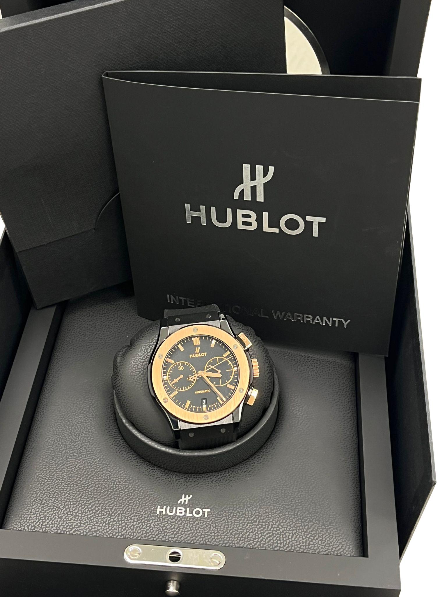 Hublot Classic Fusion Chronograph Ceramic King Gold 45mm Watch 521.CO.1181.RX In Excellent Condition For Sale In Aventura, FL