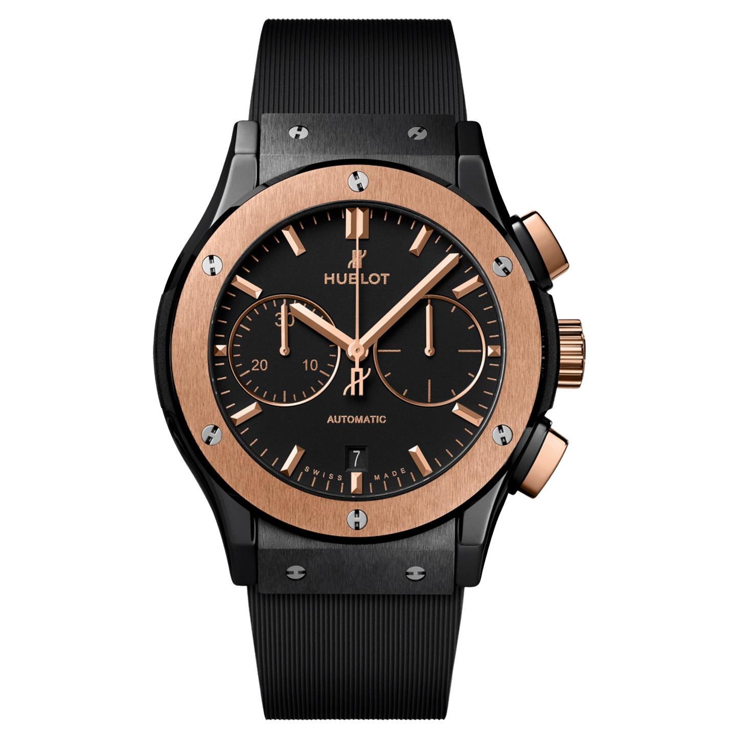Hublot Classic Fusion Chronograph Ceramic King Gold 45mm Watch 521.CO.1181.RX For Sale