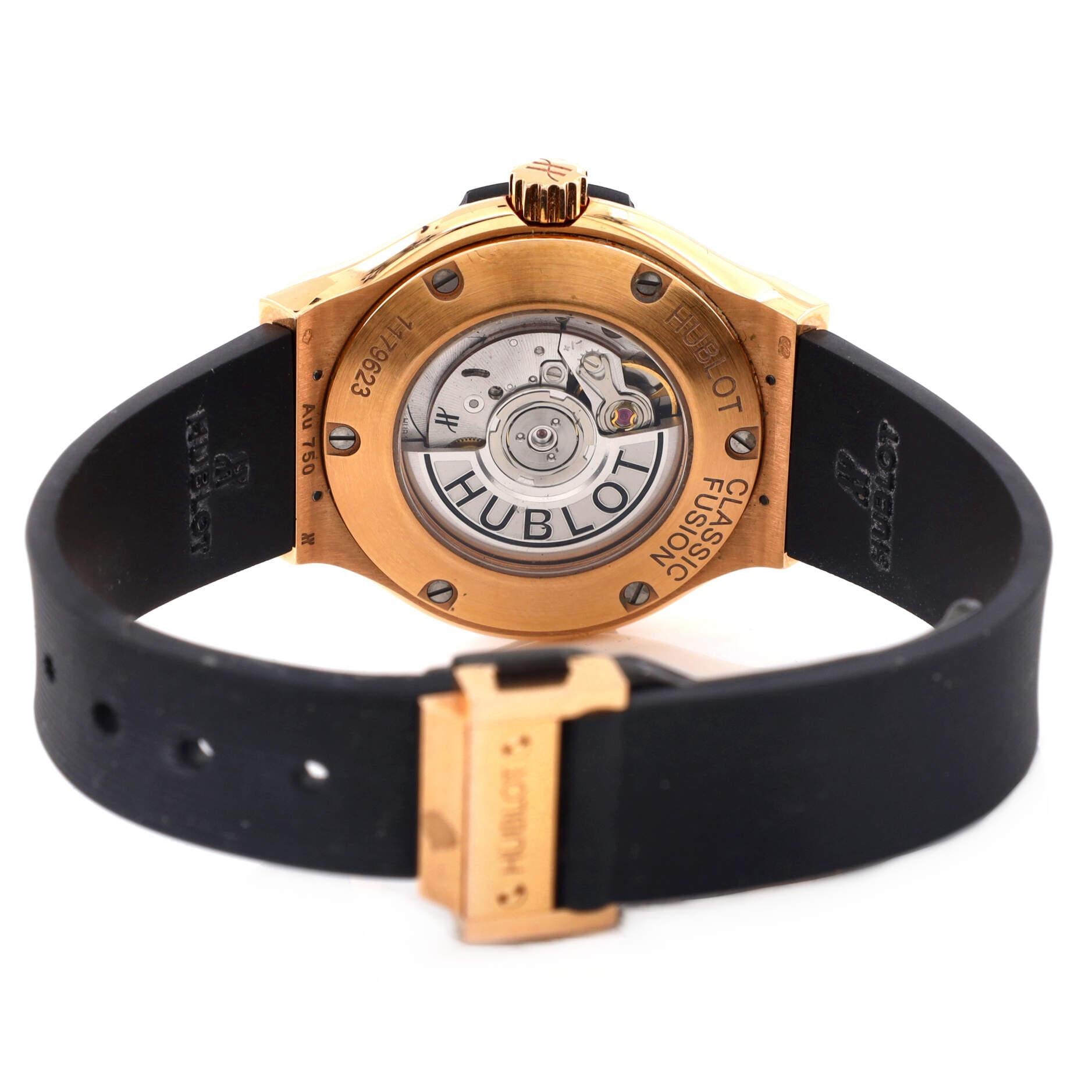 Hublot Classic Fusion Chronograph King Automatic Watch Rose Gold and Rubber In Good Condition In New York, NY