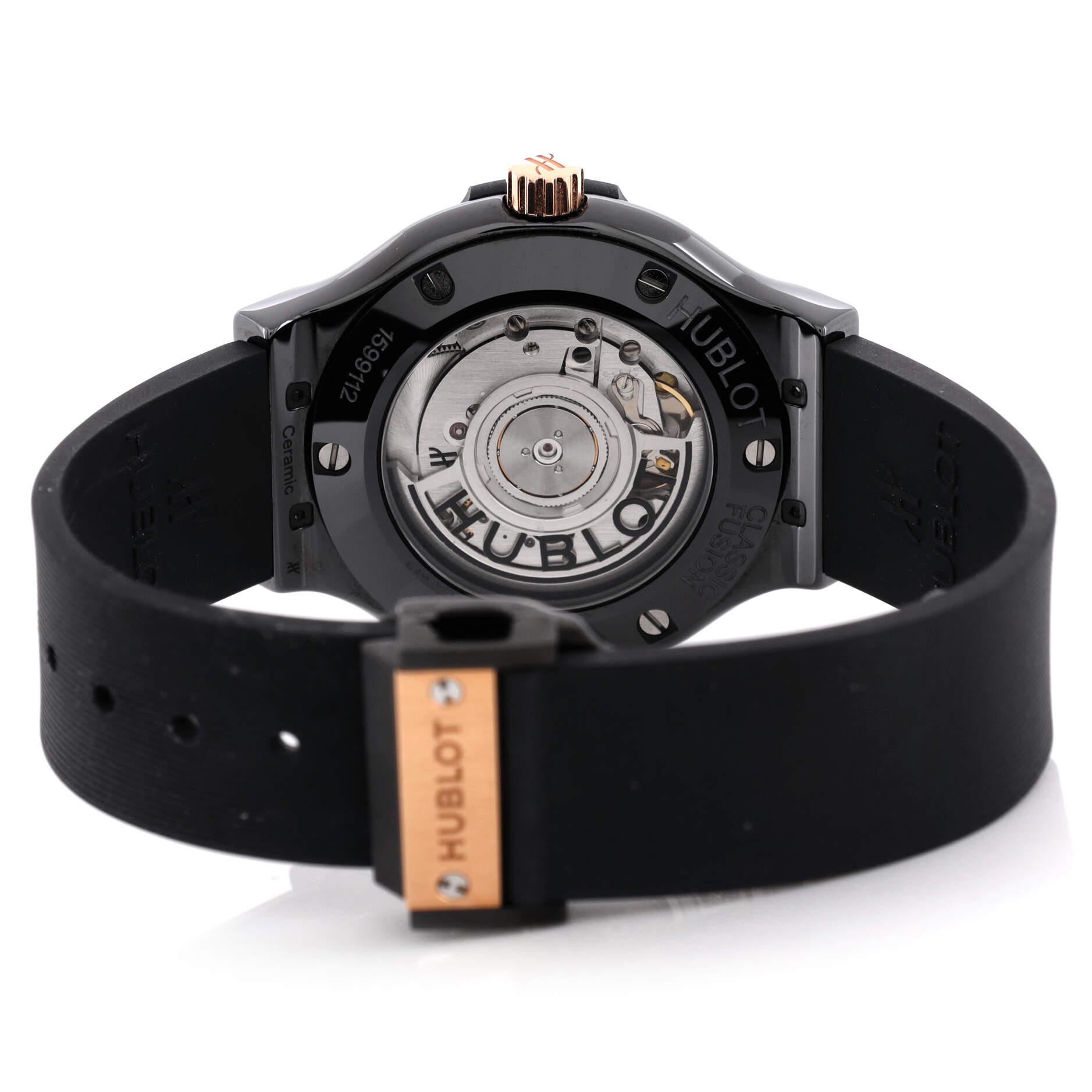 Hublot Classic Fusion King Automatic Watch Ceramic with Rose Gold and Rub In Good Condition In New York, NY