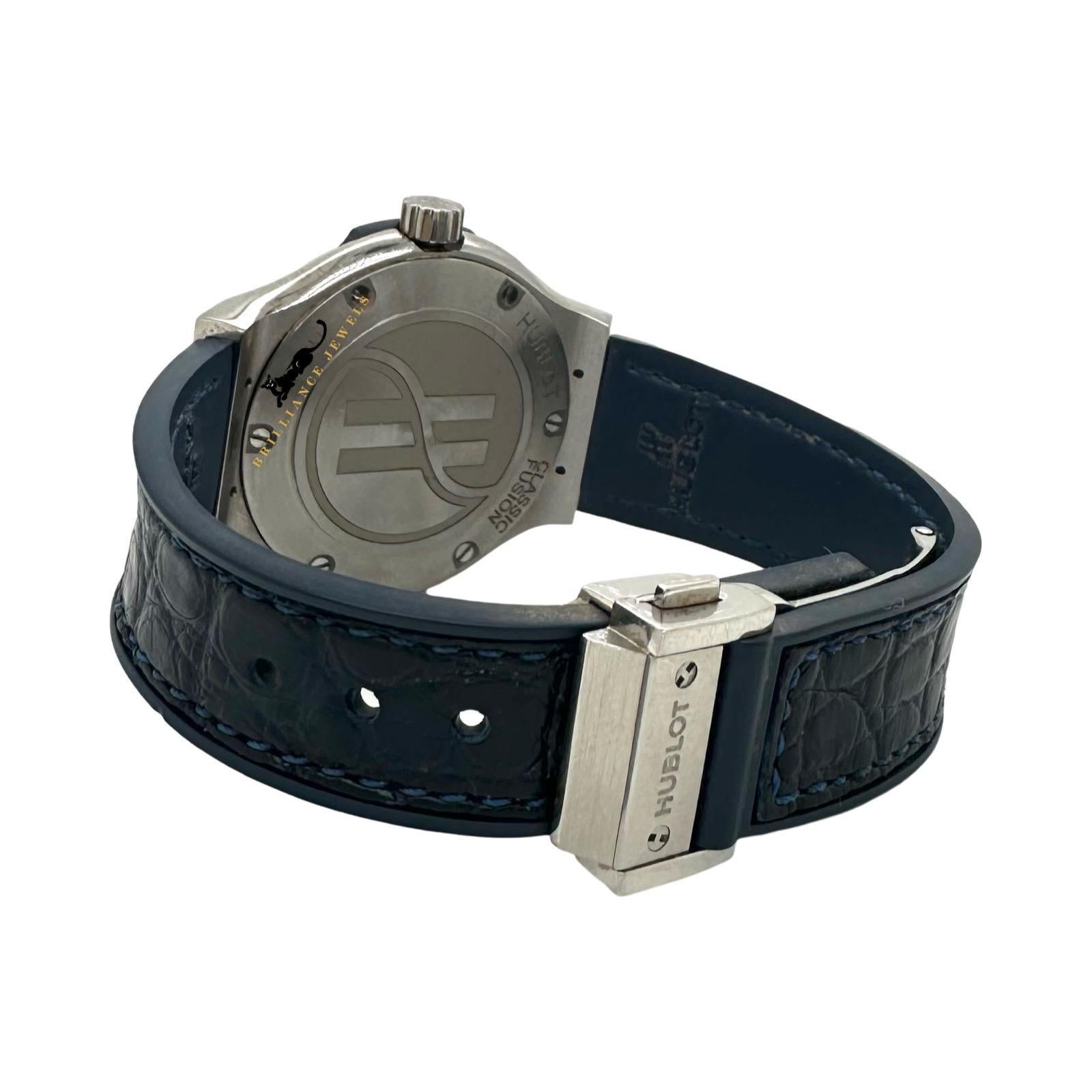 Women's Hublot Classic Fusion Titanium Blue Ladies Stainless Steel 33mm Watch For Sale