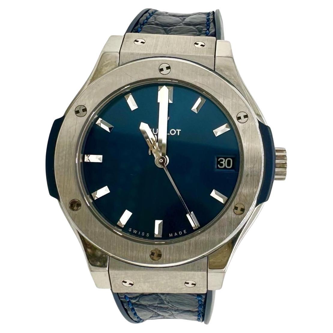 Hublot Classic Fusion Titanium Blue Ladies Stainless Steel 33mm Watch