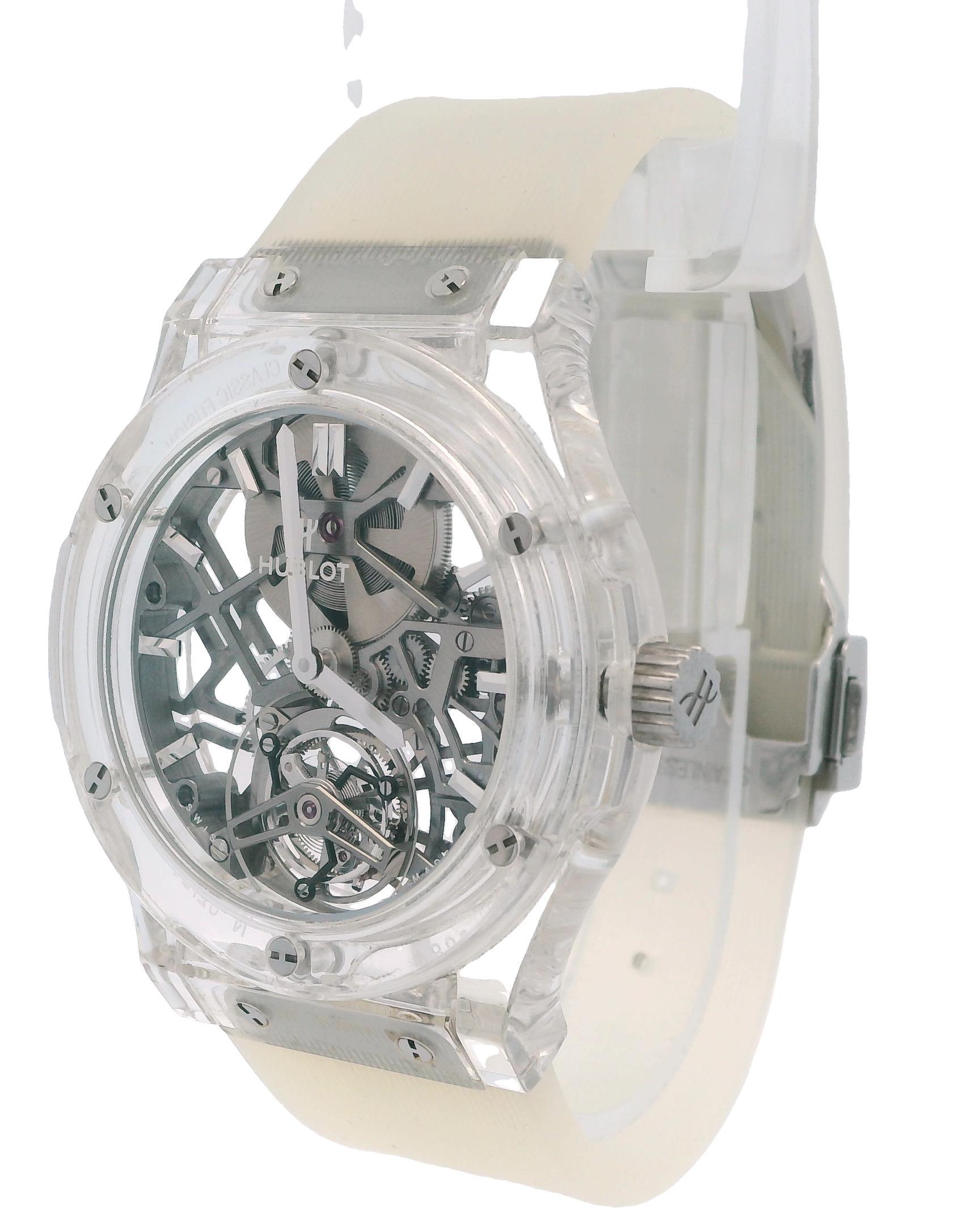 Hublot Classic Fusion Tourbillon 505.JX.0120.RT.Y0518 Caja de zafiro c/caja en Excelente estado para la venta en Great Neck Plaza, NY
