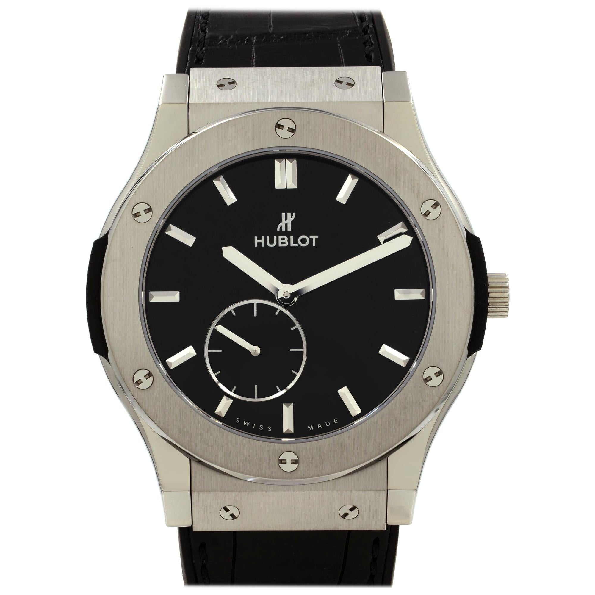 Hublot Classic Fusion Ultra Thin Titanium Black Dial Watch 515.NX.1270.LR For Sale