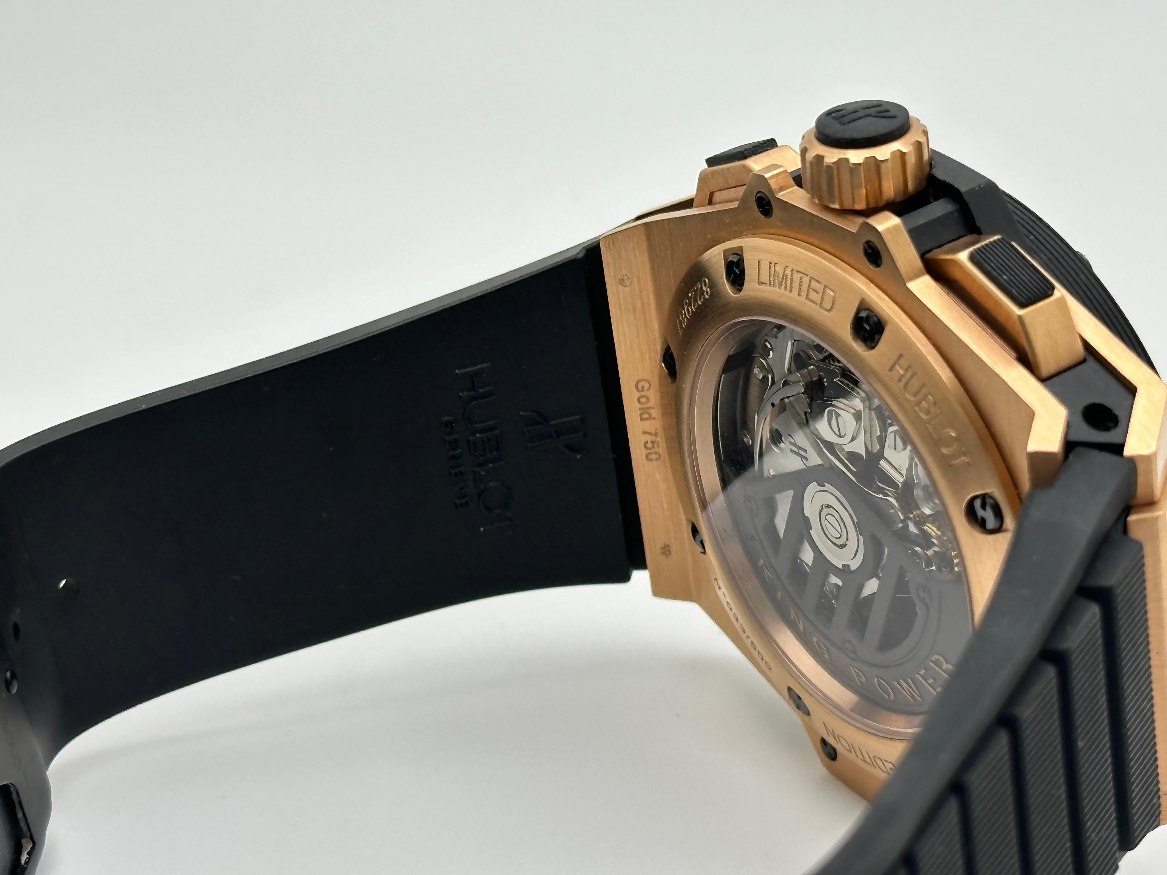 Hublot King Power Big Bang Foudroyante 715.PX.1128.RX 18K Oro rosa Caja Papel en venta 7