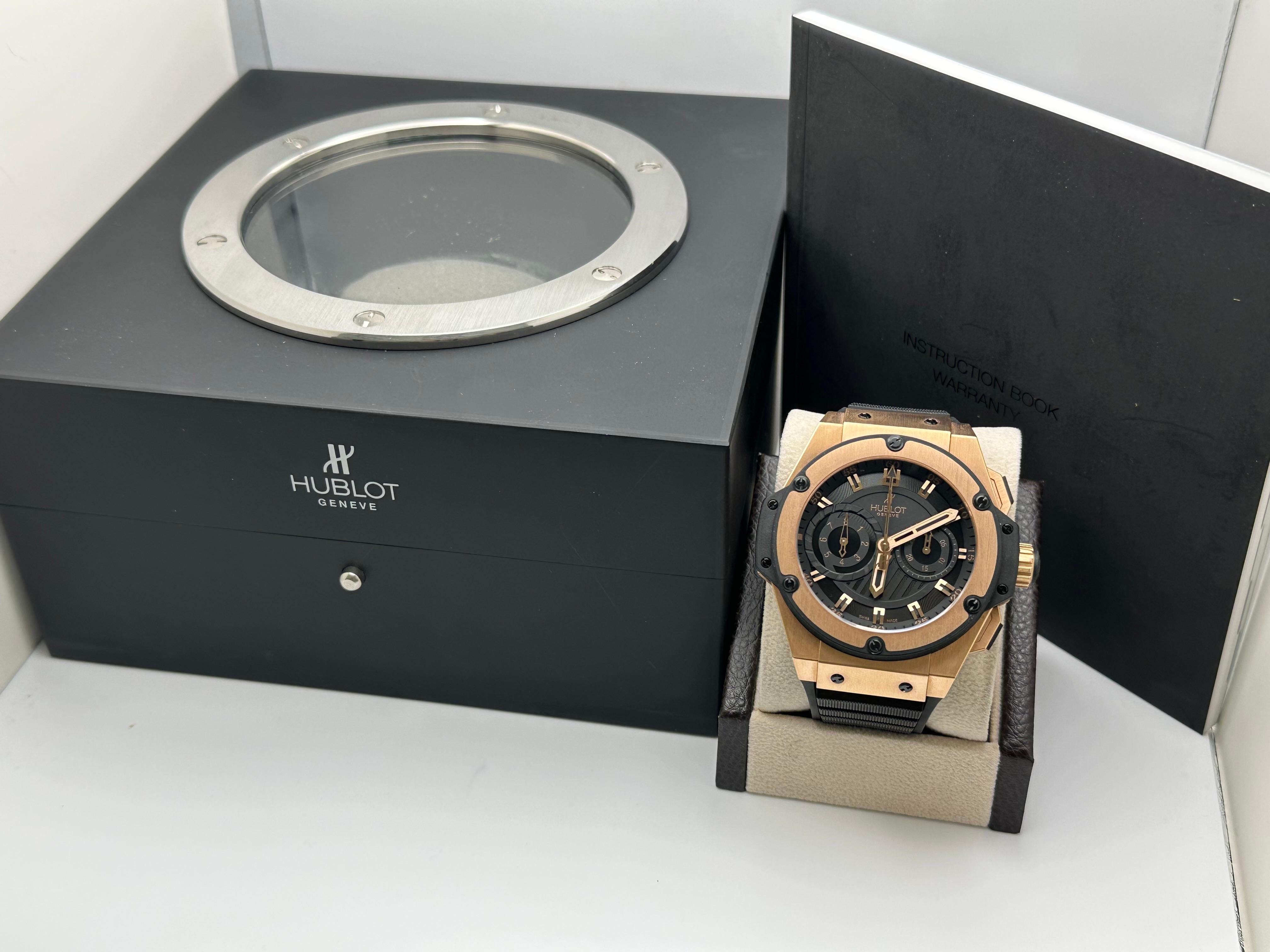 Hublot King Power Big Bang Foudroyante 715.PX.1128.RX 18K Oro rosa Caja Papel en venta 8