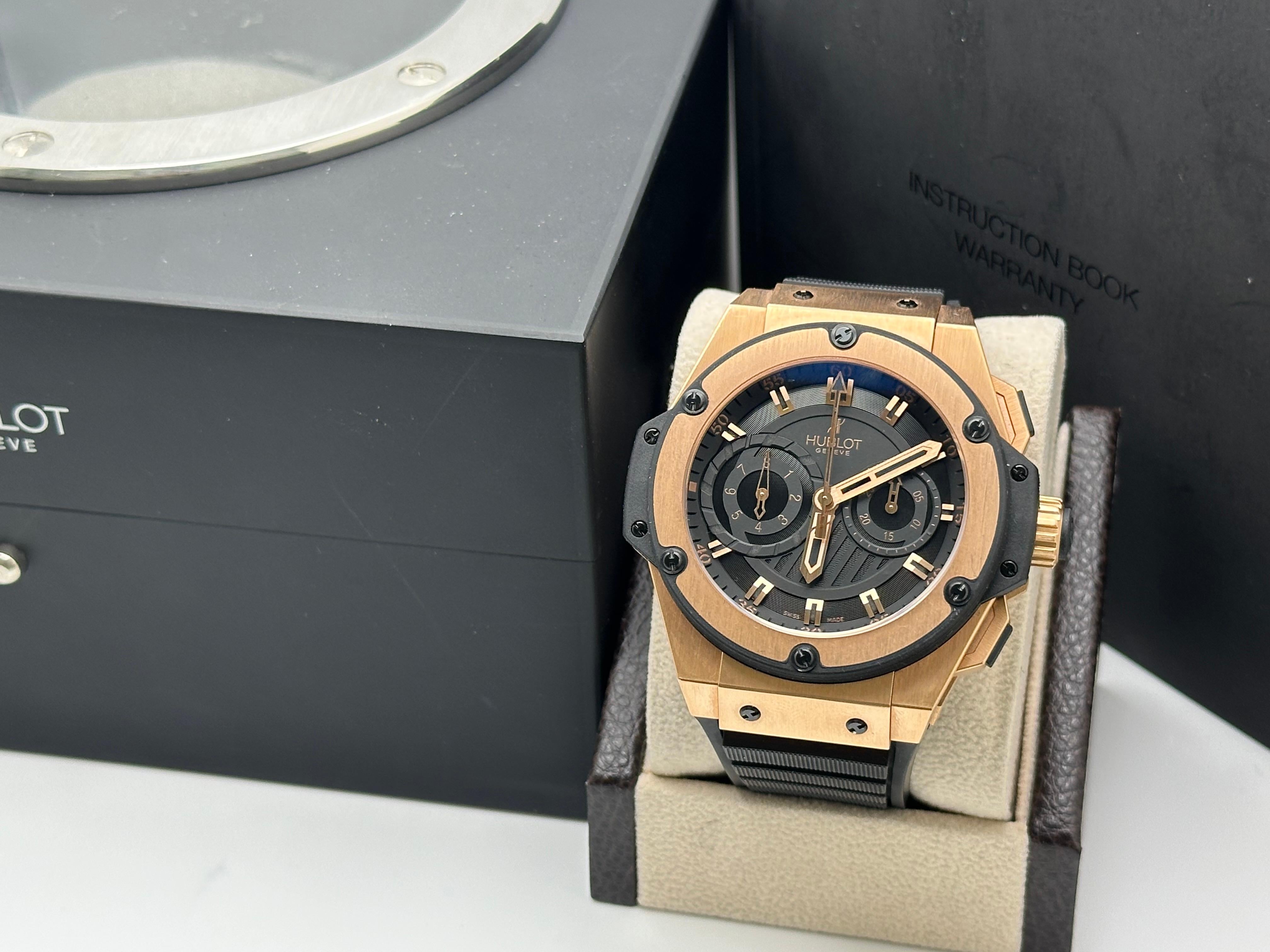 Hublot King Power Big Bang Foudroyante 715.PX.1128.RX 18K Oro rosa Caja Papel en venta 9